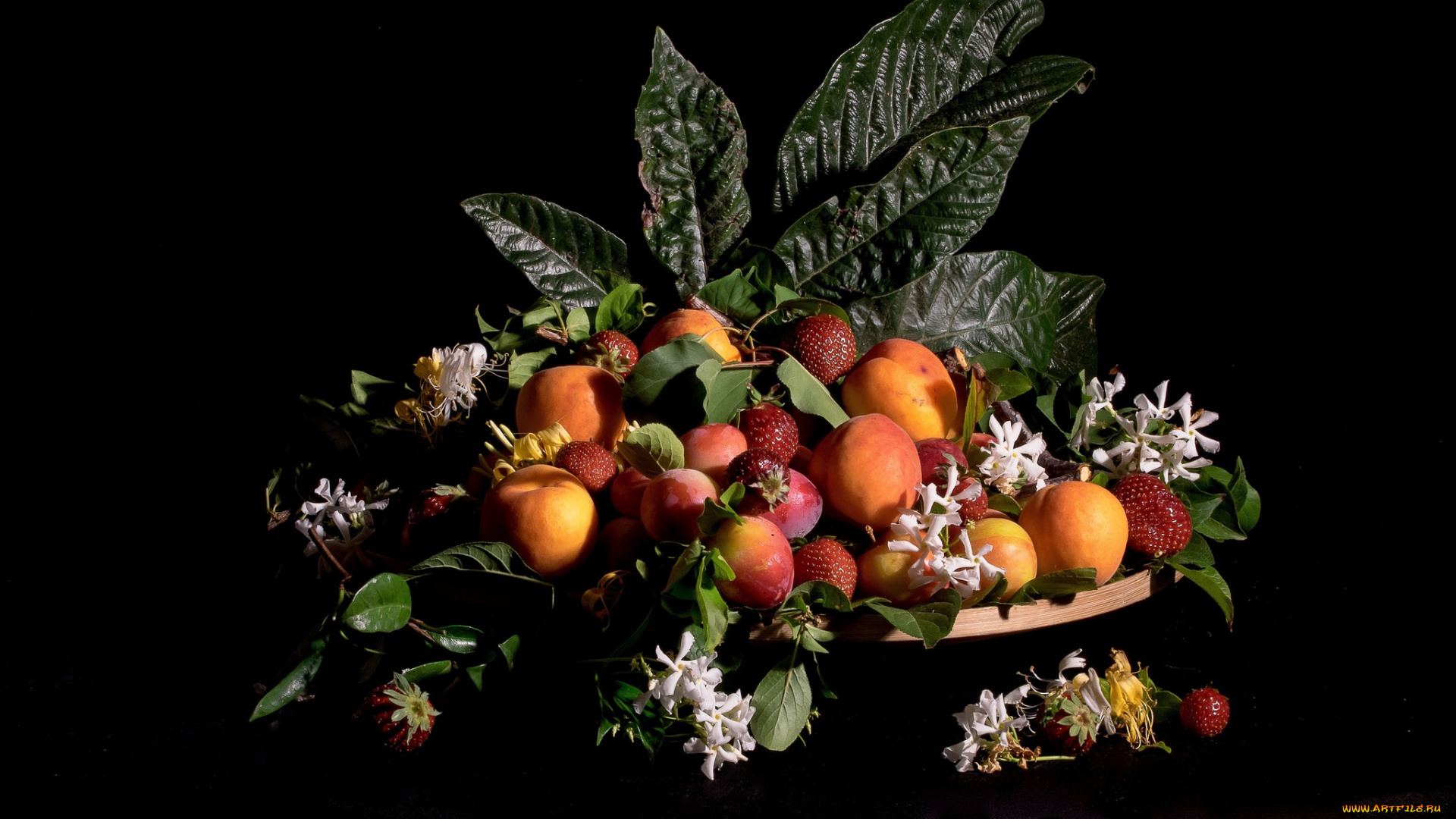 еда, фрукты, , ягоды, листья, натюрморт, ягоды