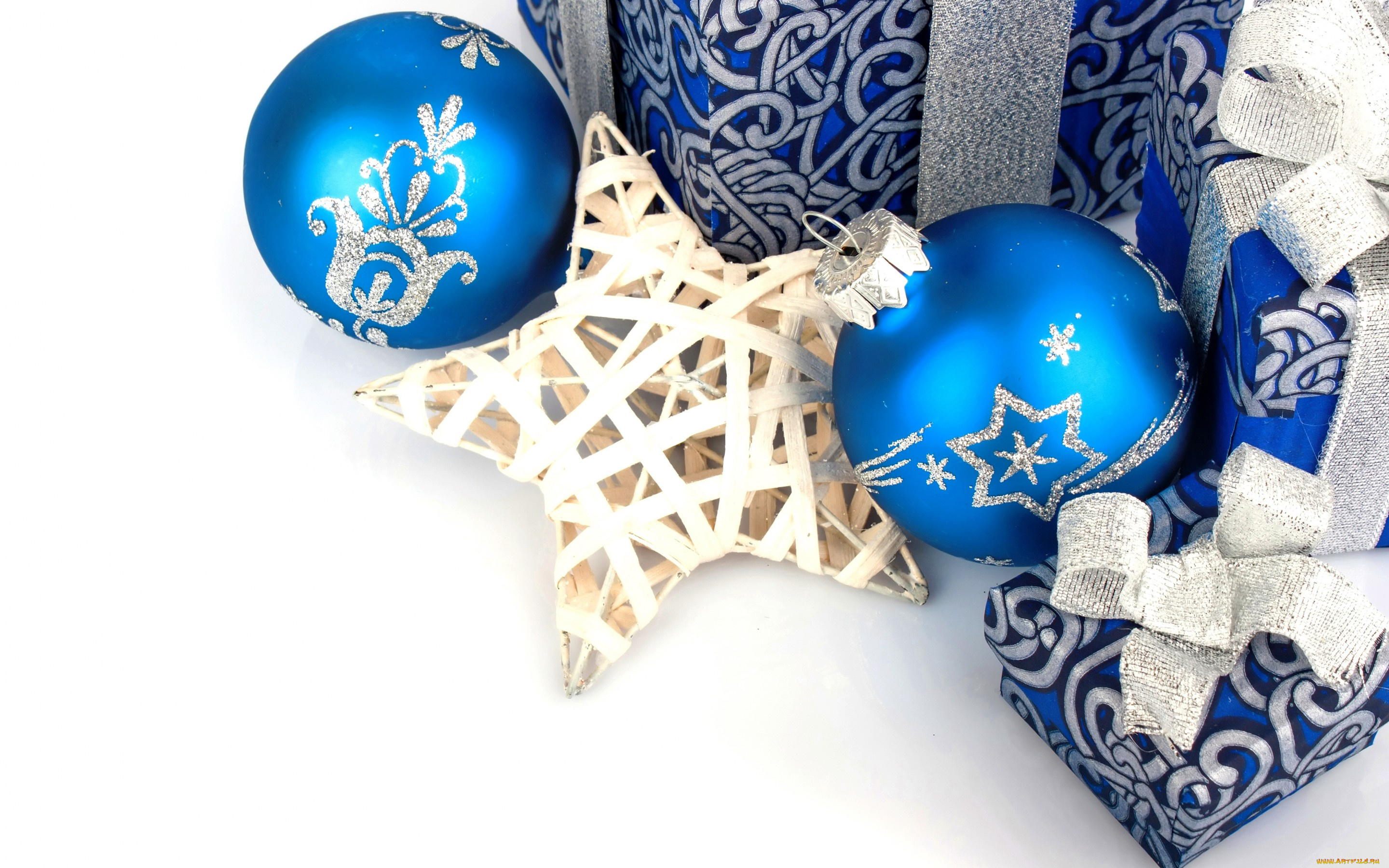 праздничные, украшения, новый, год, new, year, рождество, blue, gift, balls, decoration, подарки, шары, christmas