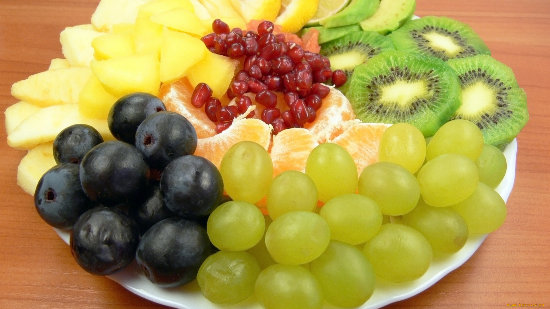 еда, фрукты, , ягоды, киви, гранат, виноград, апельсин, ягоды