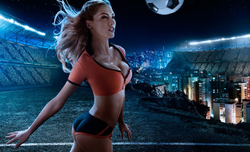 Картинка спорт футбол девушка игра фото tim tadder мяч