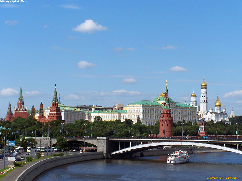 москва, кремль, лето, река, города, россия