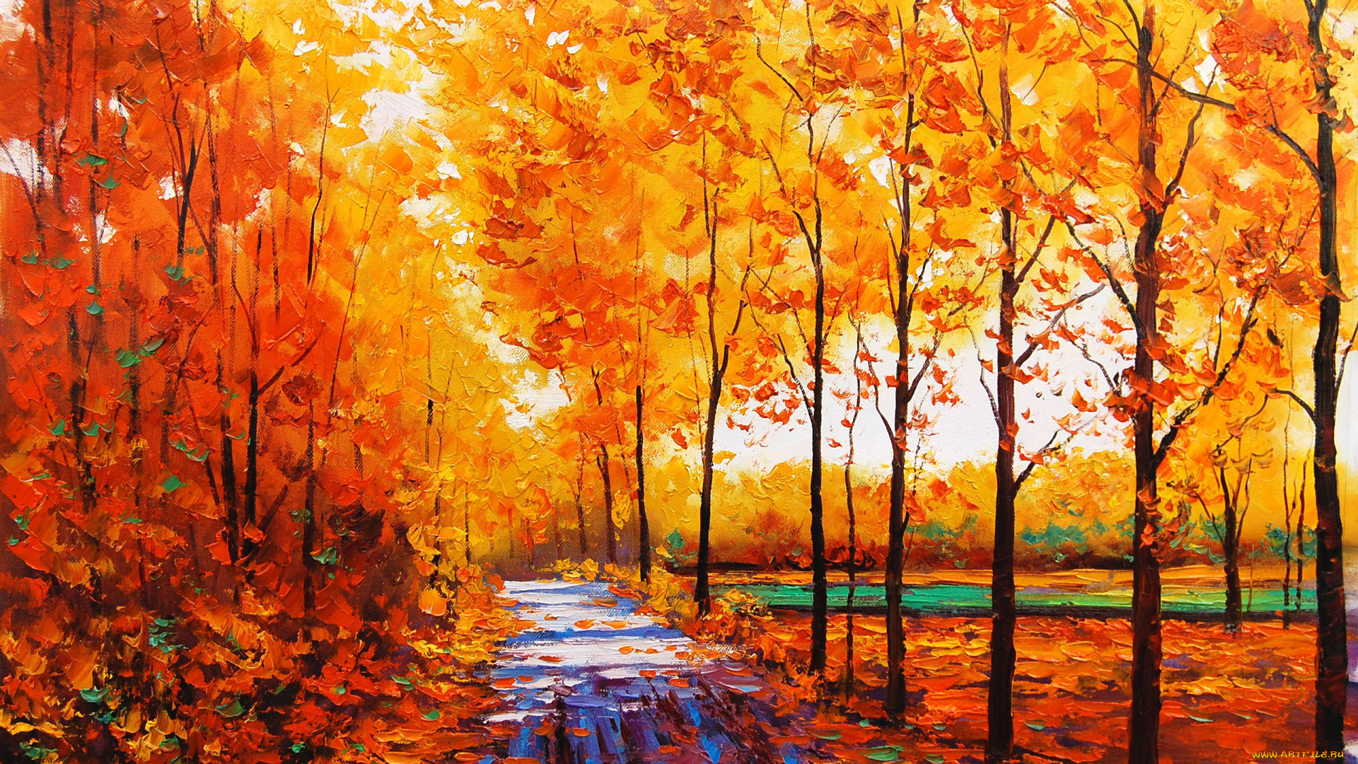 пейзаж, рисованные, природа, импрессионизм, масло, осень