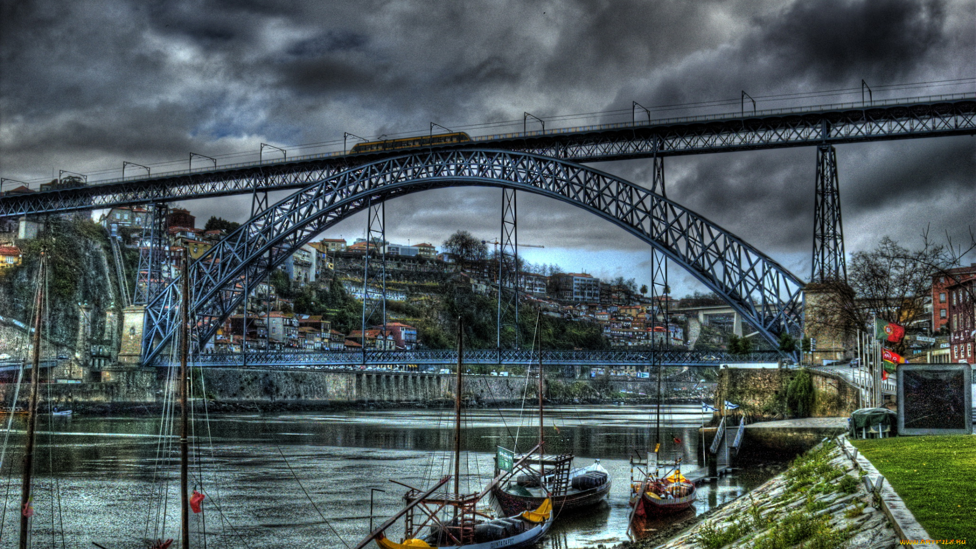 porto, , portugal, города, -, мосты, porto, portugal, порто, португалия, дома, река, мост