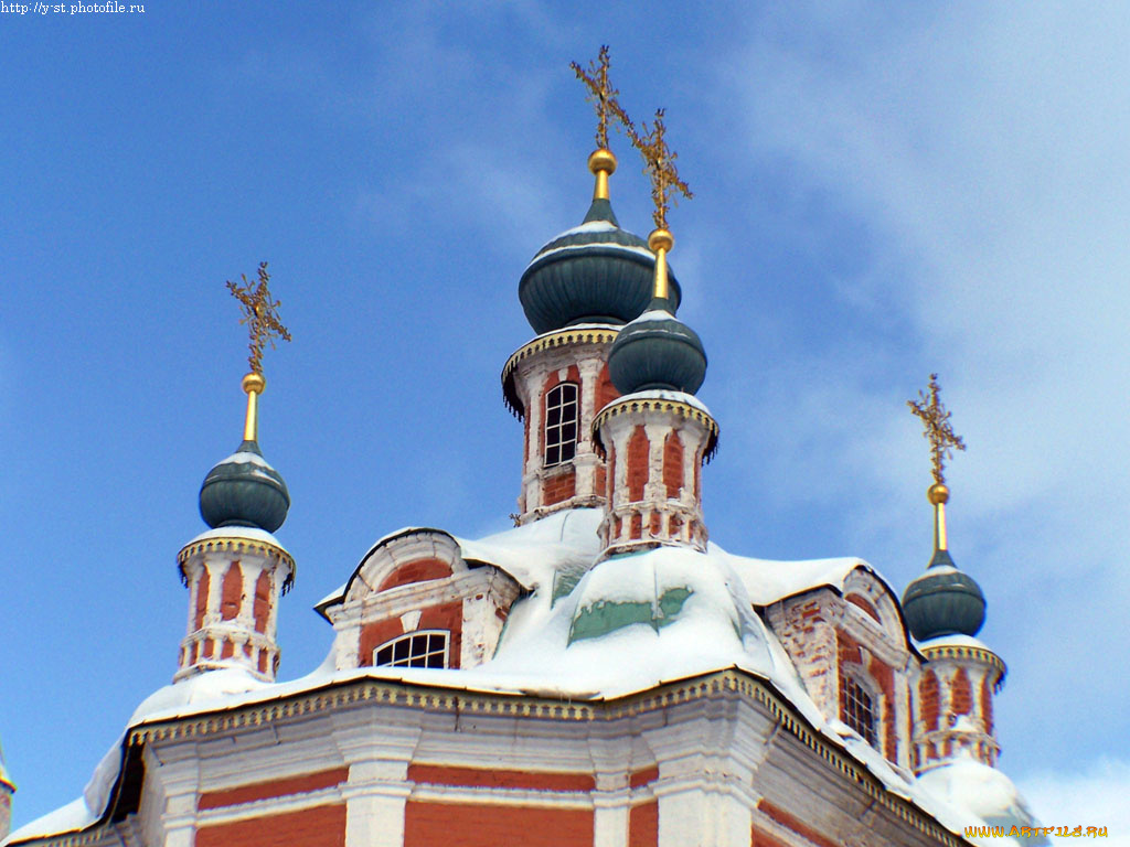 переславль, купола, церкви, симеона, столпника, зима, города, православные, монастыри