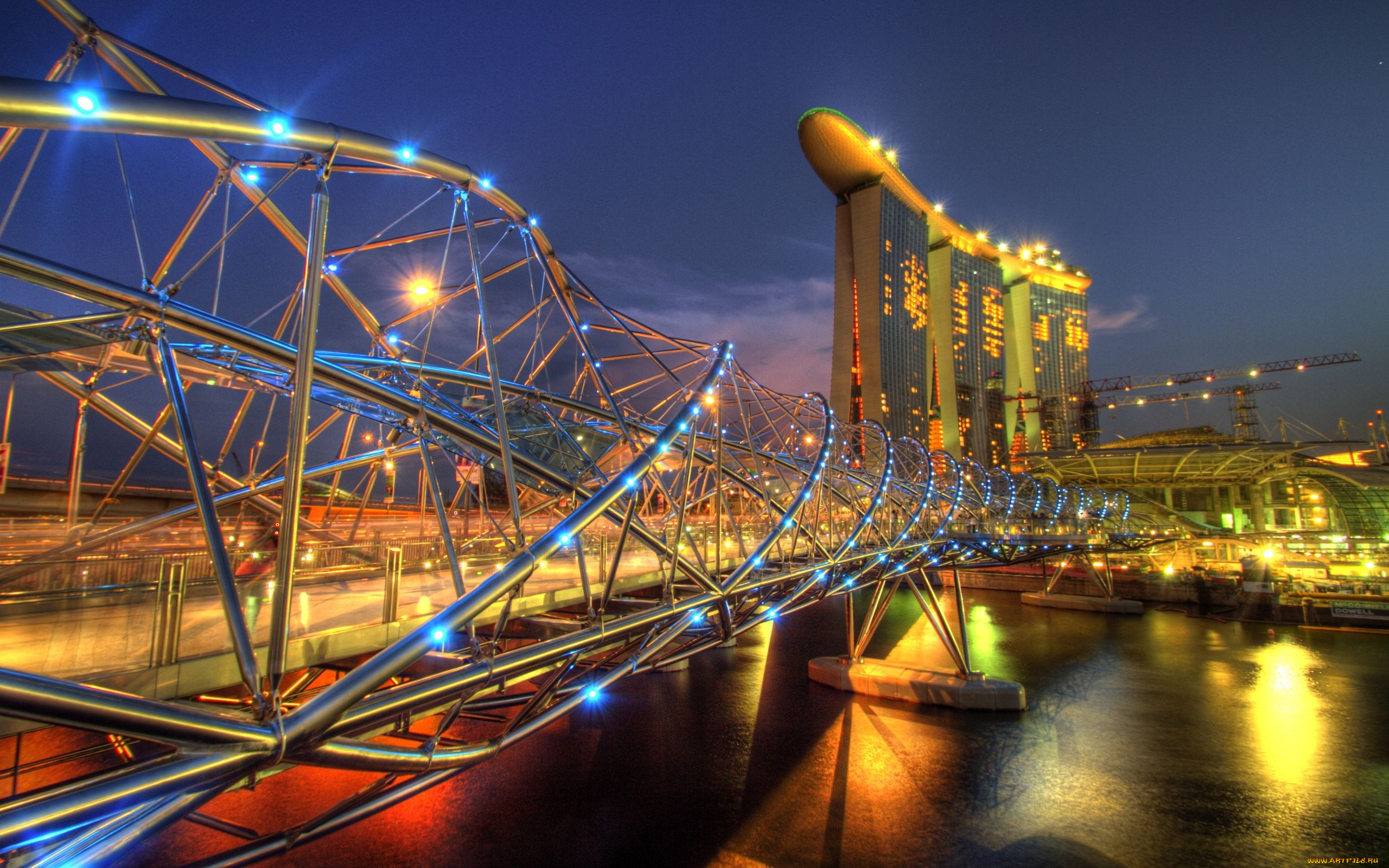 the, helix, bridge, singapore, города, сингапур