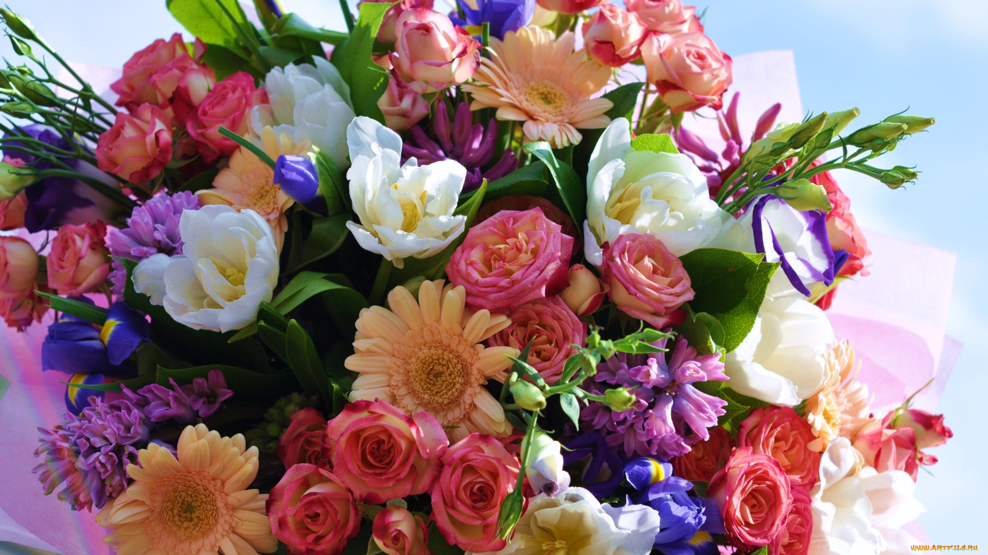 цветы, букеты, , композиции, тюльпаны, гиацинты, эустома, розы