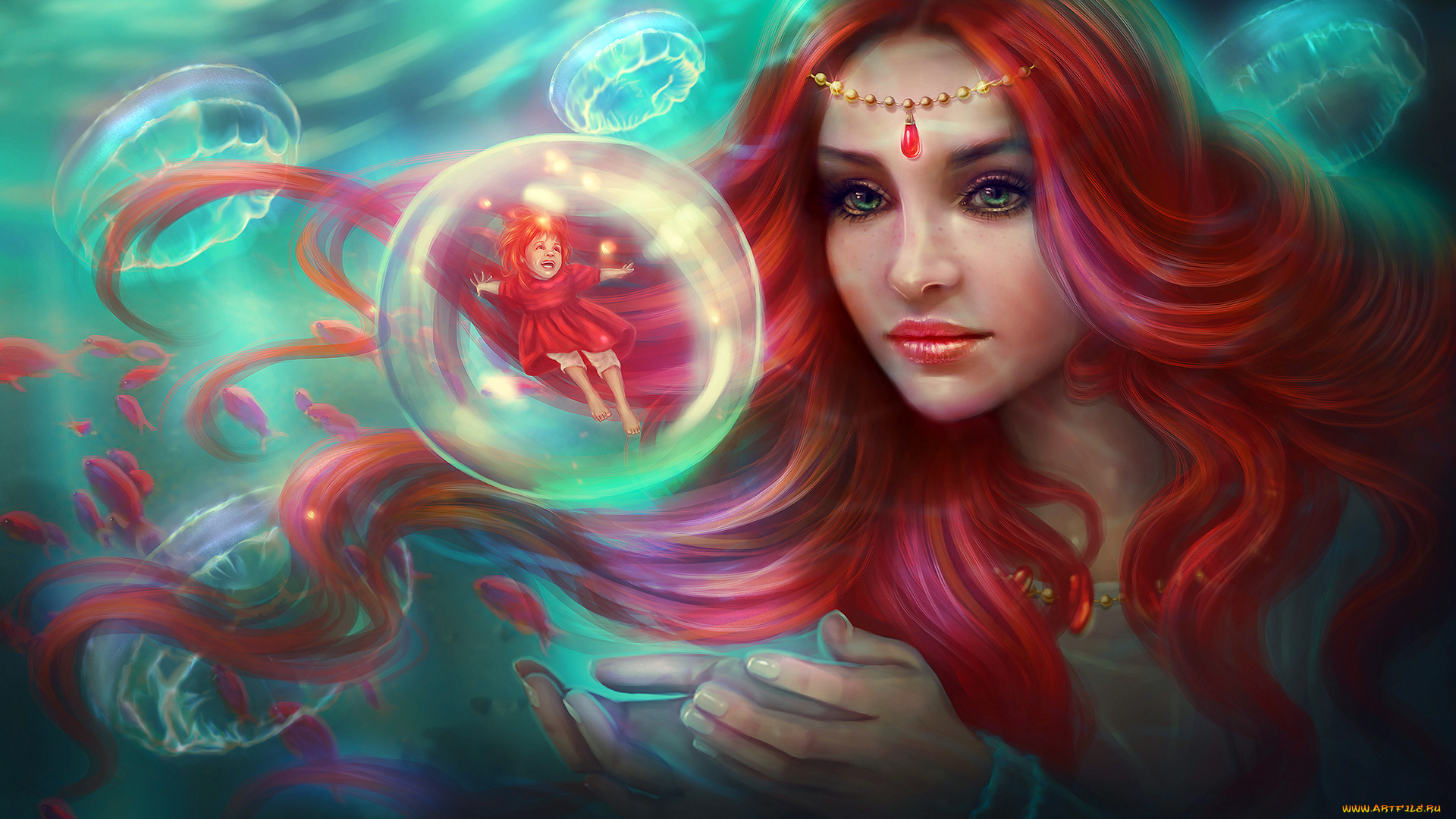 фэнтези, магия, медуза, пузырь