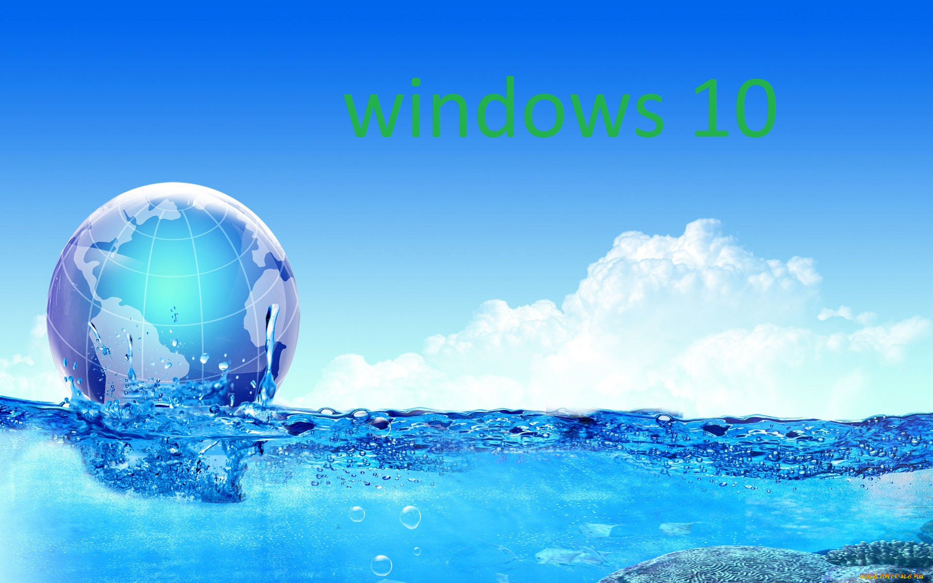 компьютеры, windows, , 10, небо, шар, логотип, фон