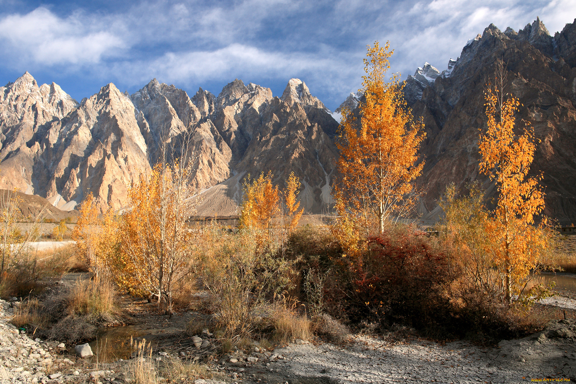 природа, горы, северный, пакистан, осень