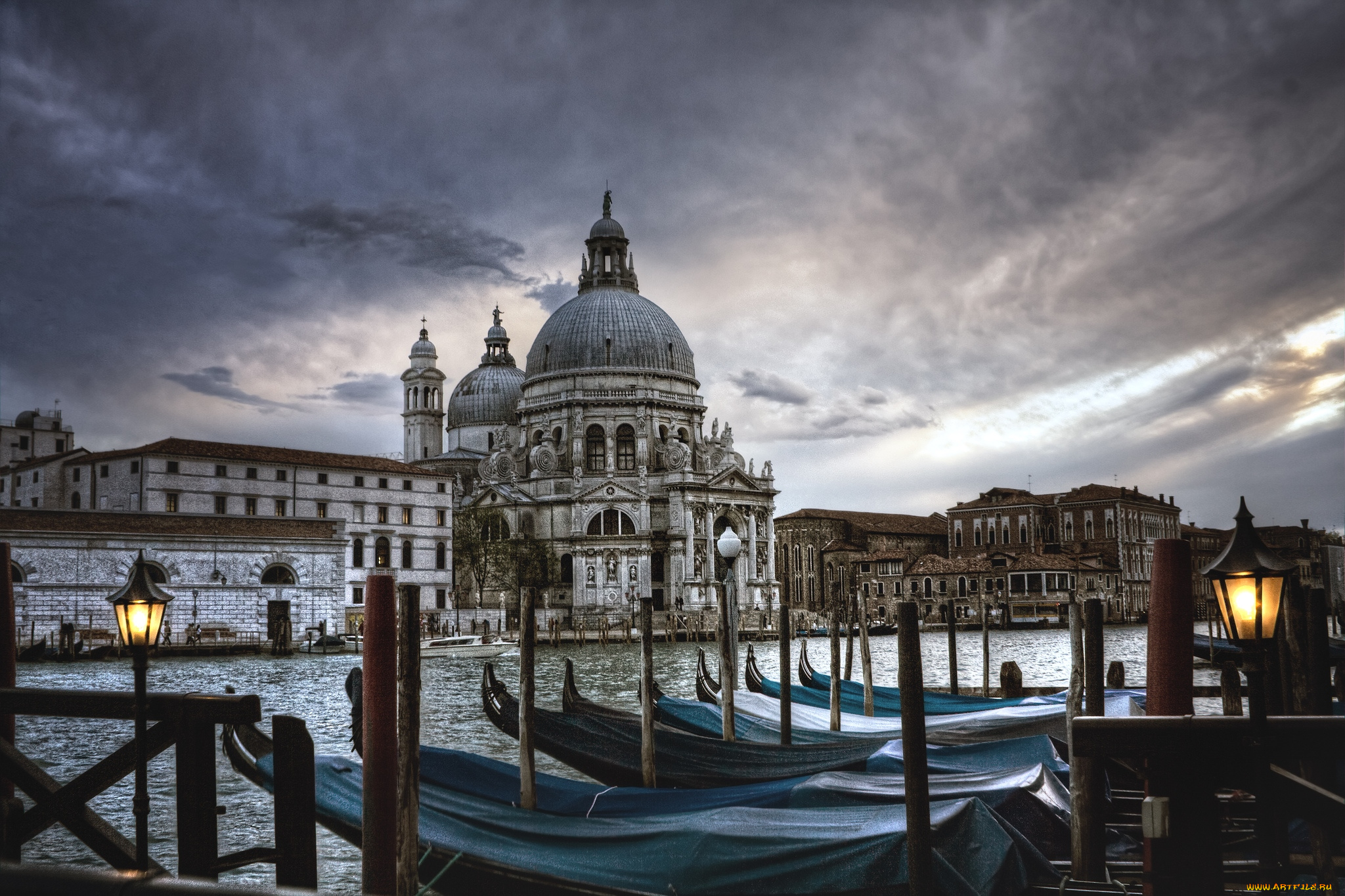 города, венеция, италия, гондолы, канал, собор