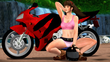 Картинка 3д+графика люди-авто мото+ people-+car+ +moto мотоцикл девушка фон взгляд