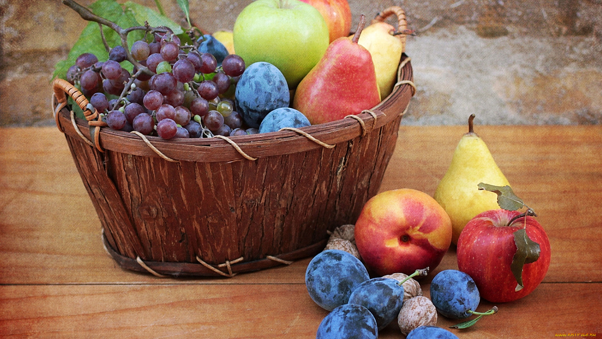 еда, фрукты, ягоды, сливы, груши, орехи, яблоки, нектарины
