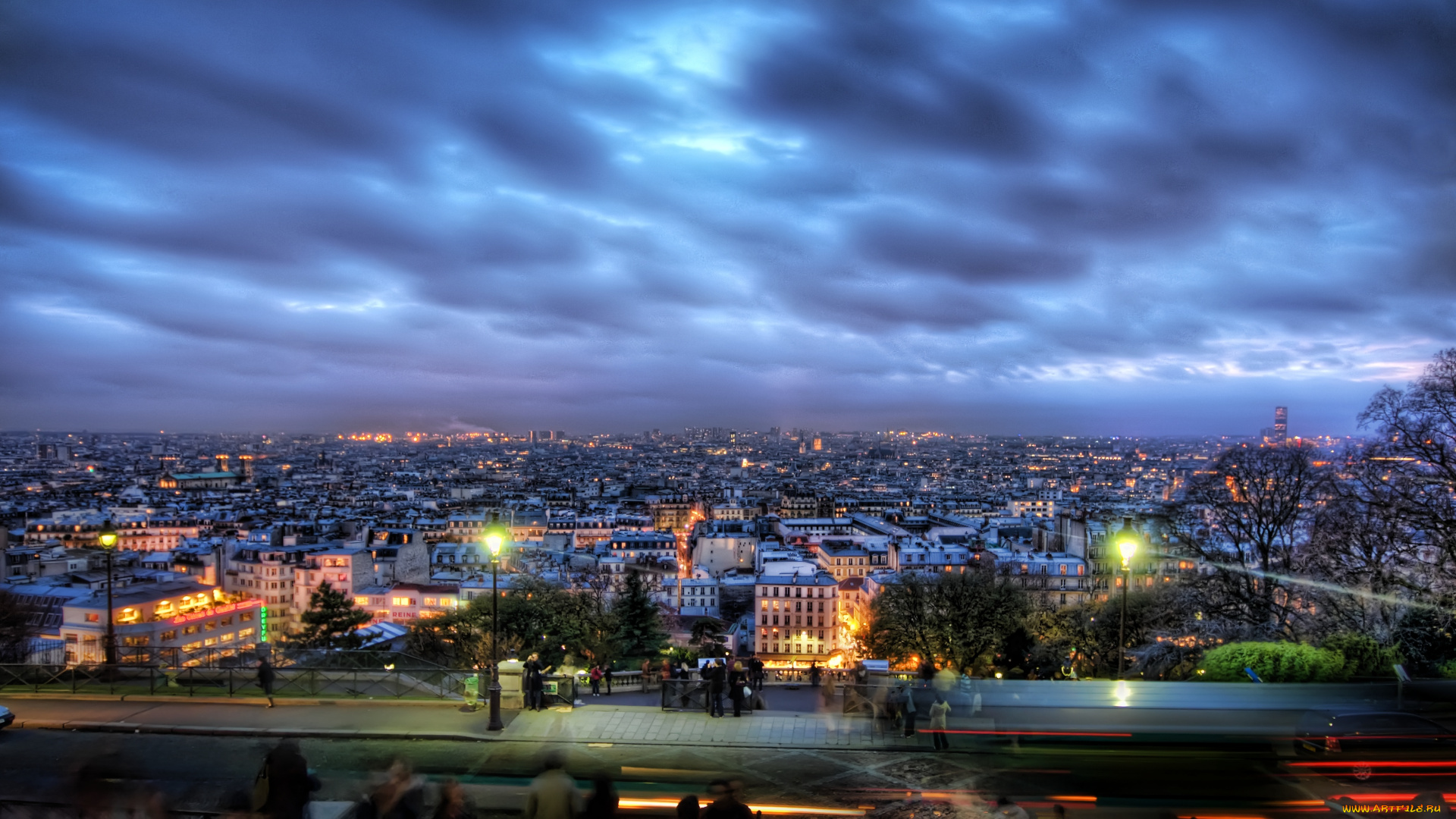 paris, france, города, париж, франция, панорама, ночной, город