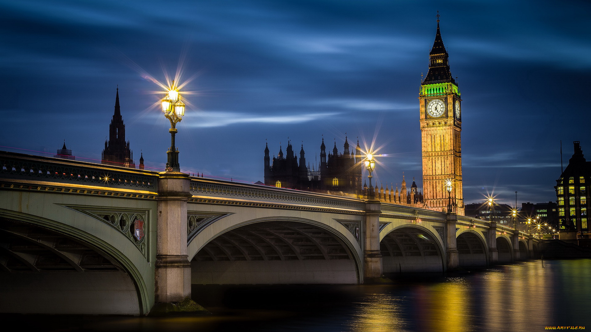 города, лондон, великобритания, мост, часы, башня