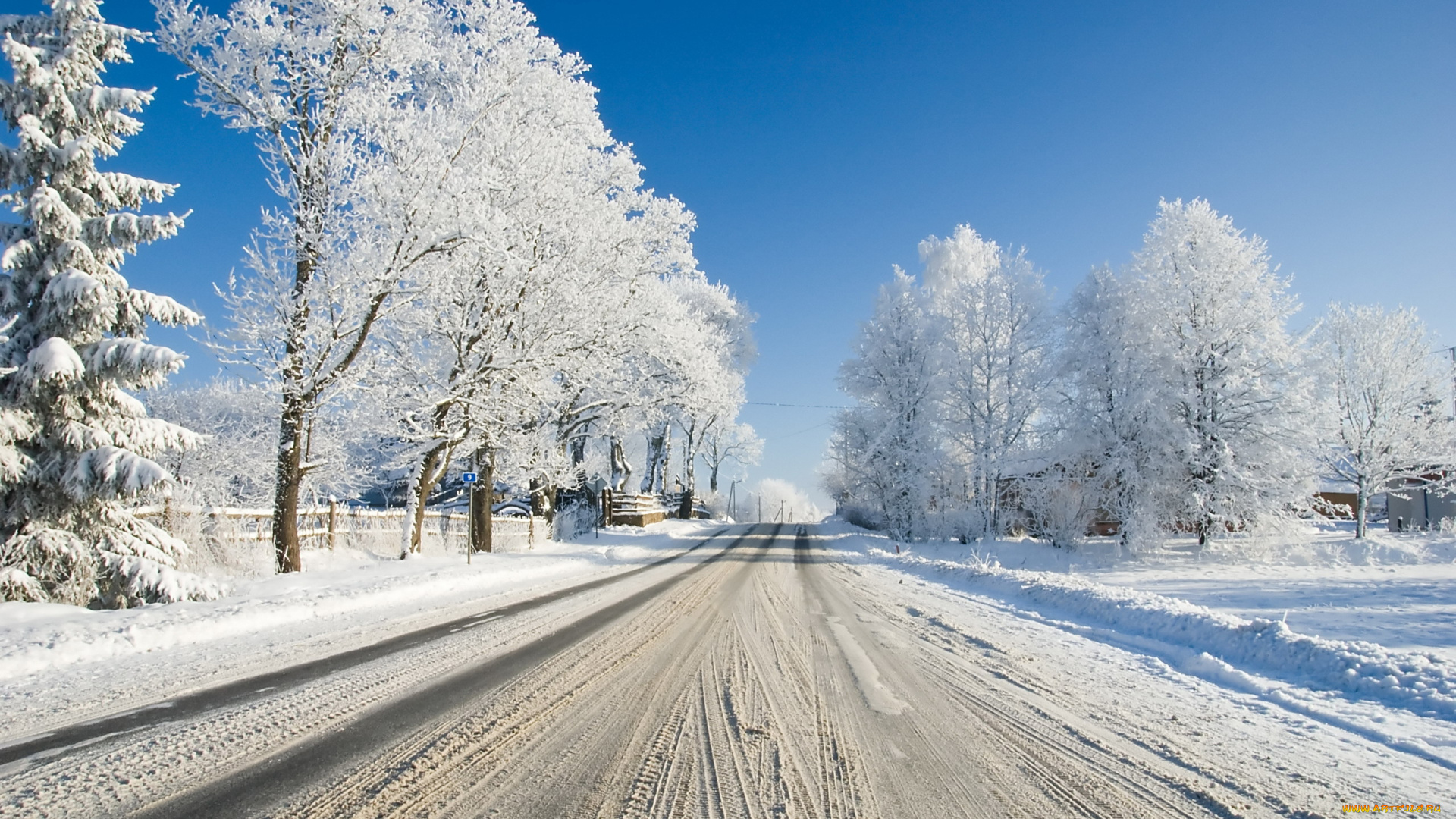 природа, дороги, зимняя, дорога, снег