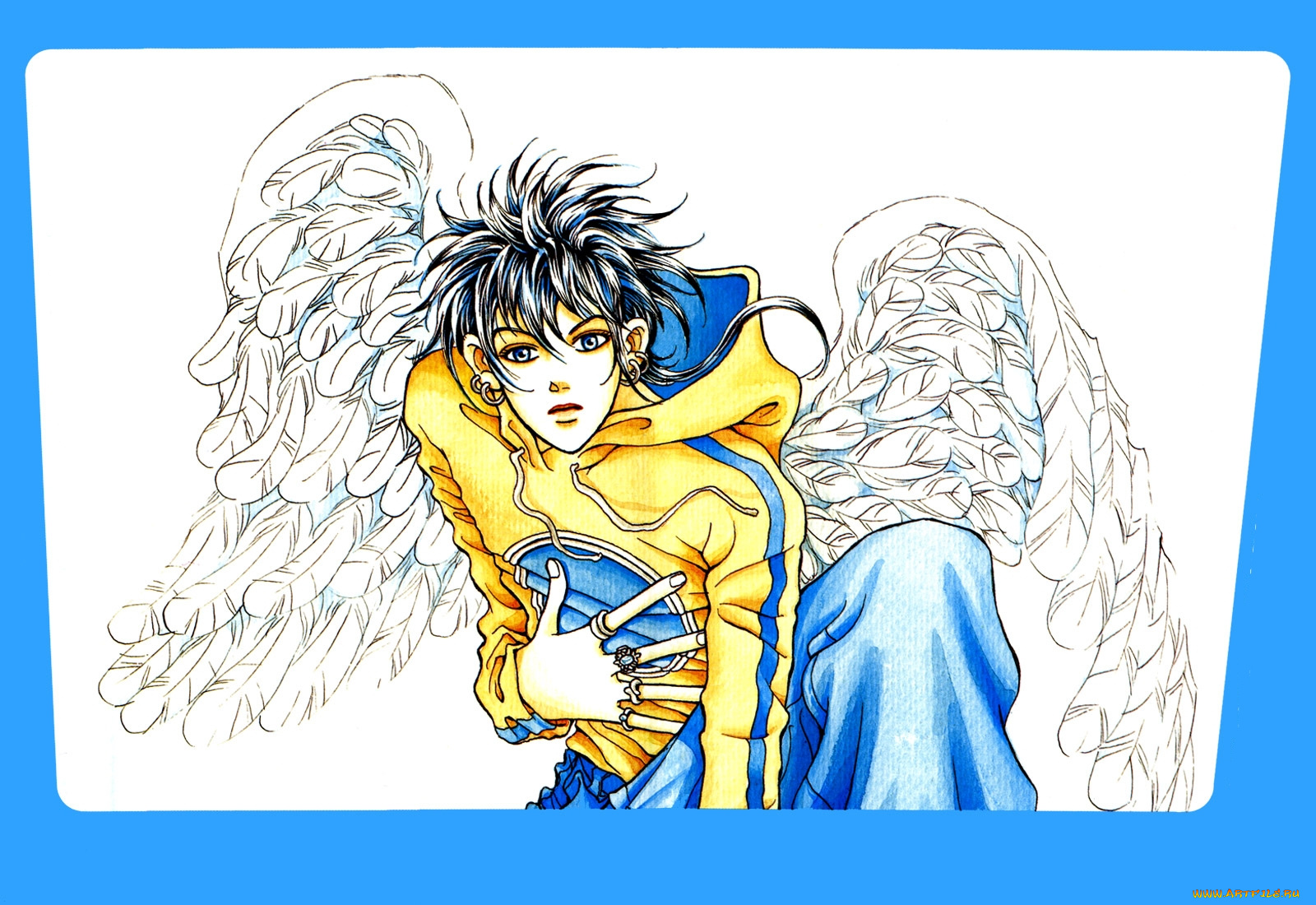 аниме, angels, demons, мужчина, крылья, ангел