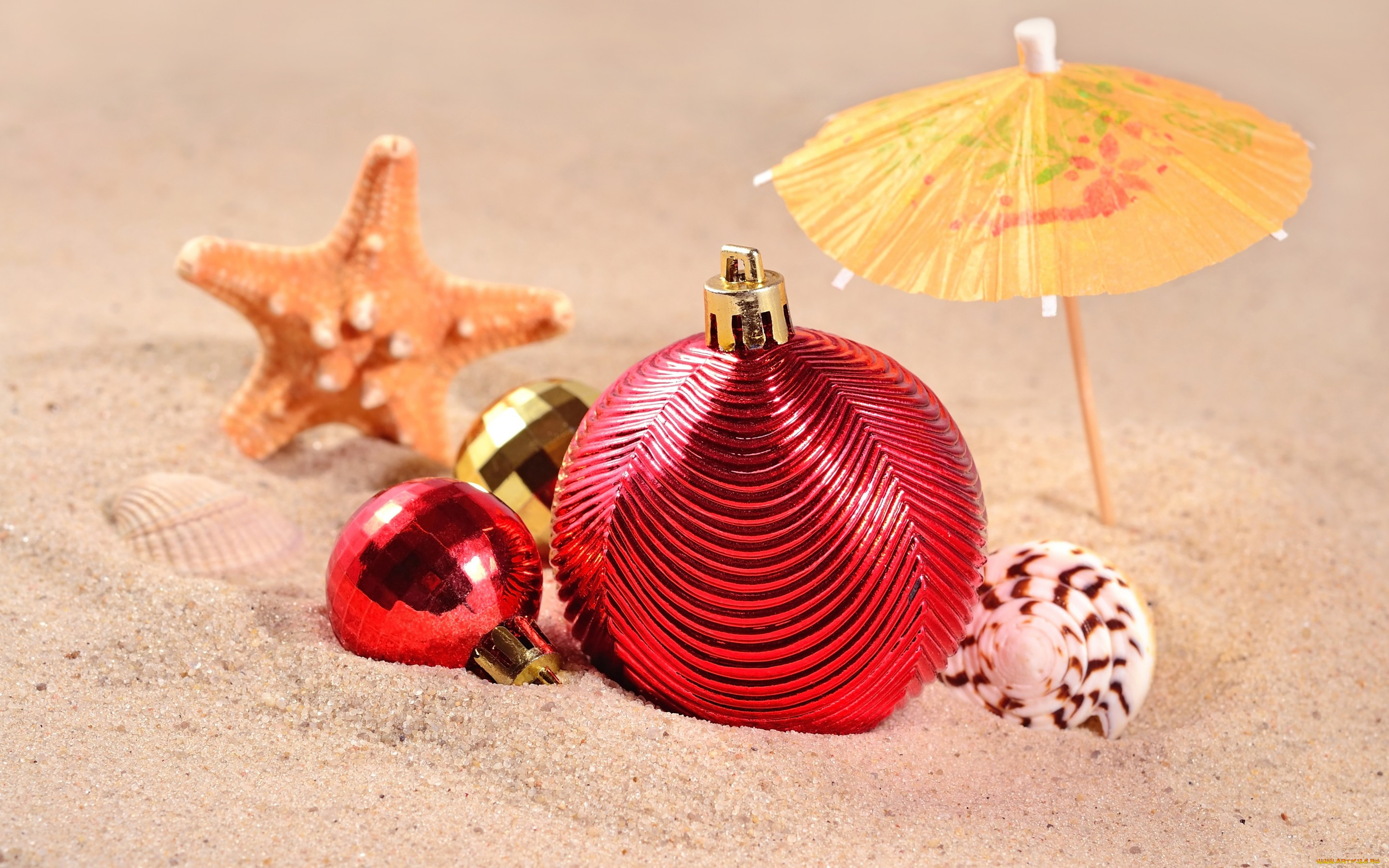 праздничные, шары, новый, год, игрушки, украшения, sea, shore, sand, море, пляж, песок, ракушки, beach