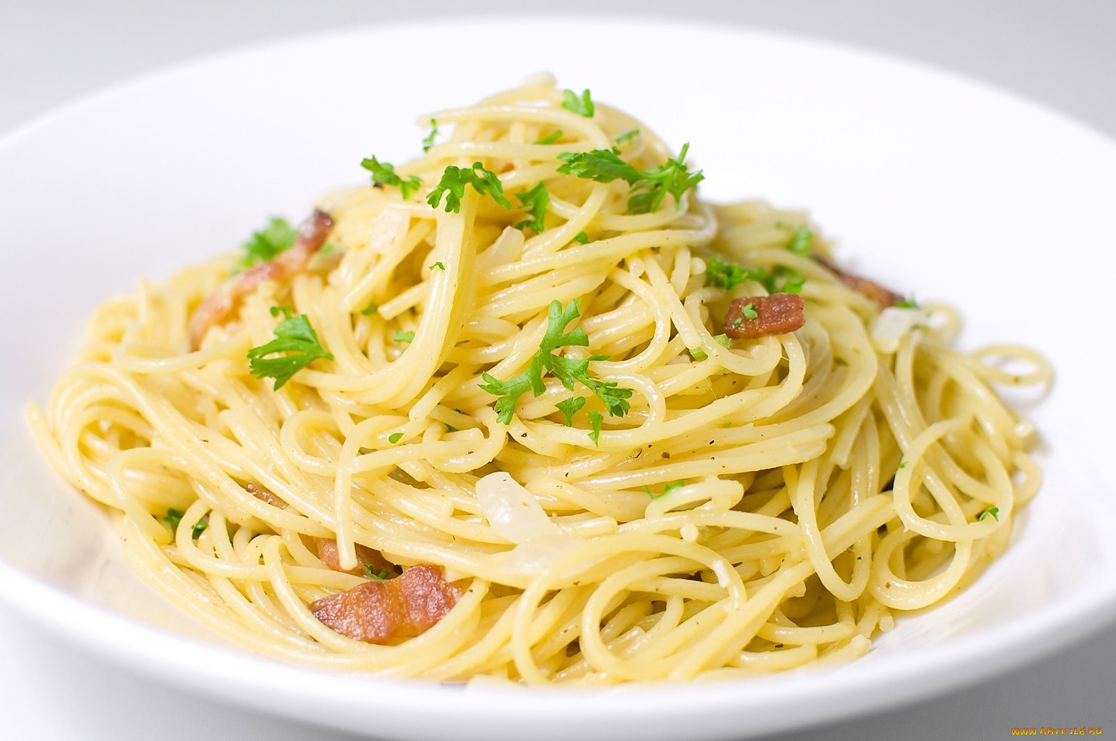 еда, макаронные, блюда, спагетти, зелень