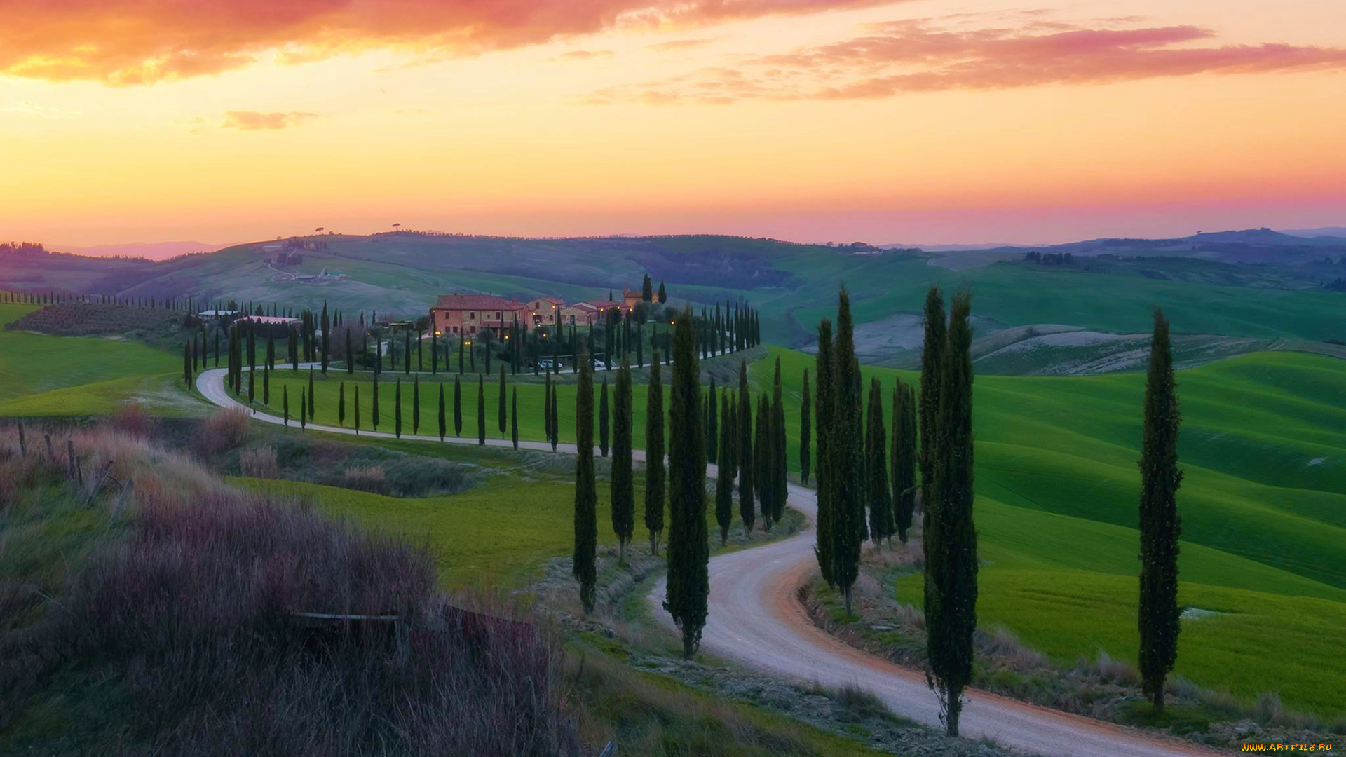 val, d`orcia, tuscany, italy, природа, дороги, val, d'orcia