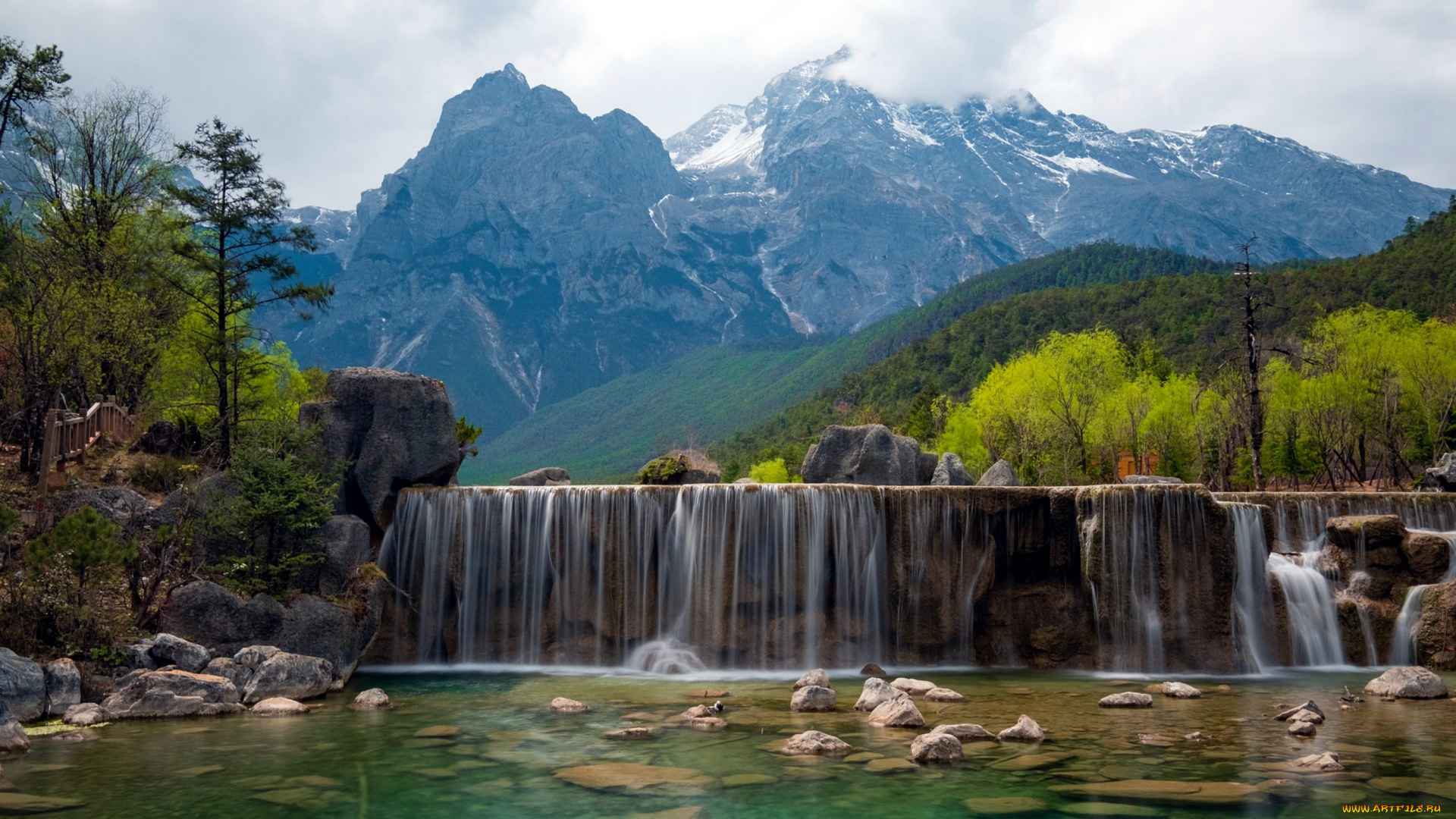 waterfall, yunnan, china, природа, водопады