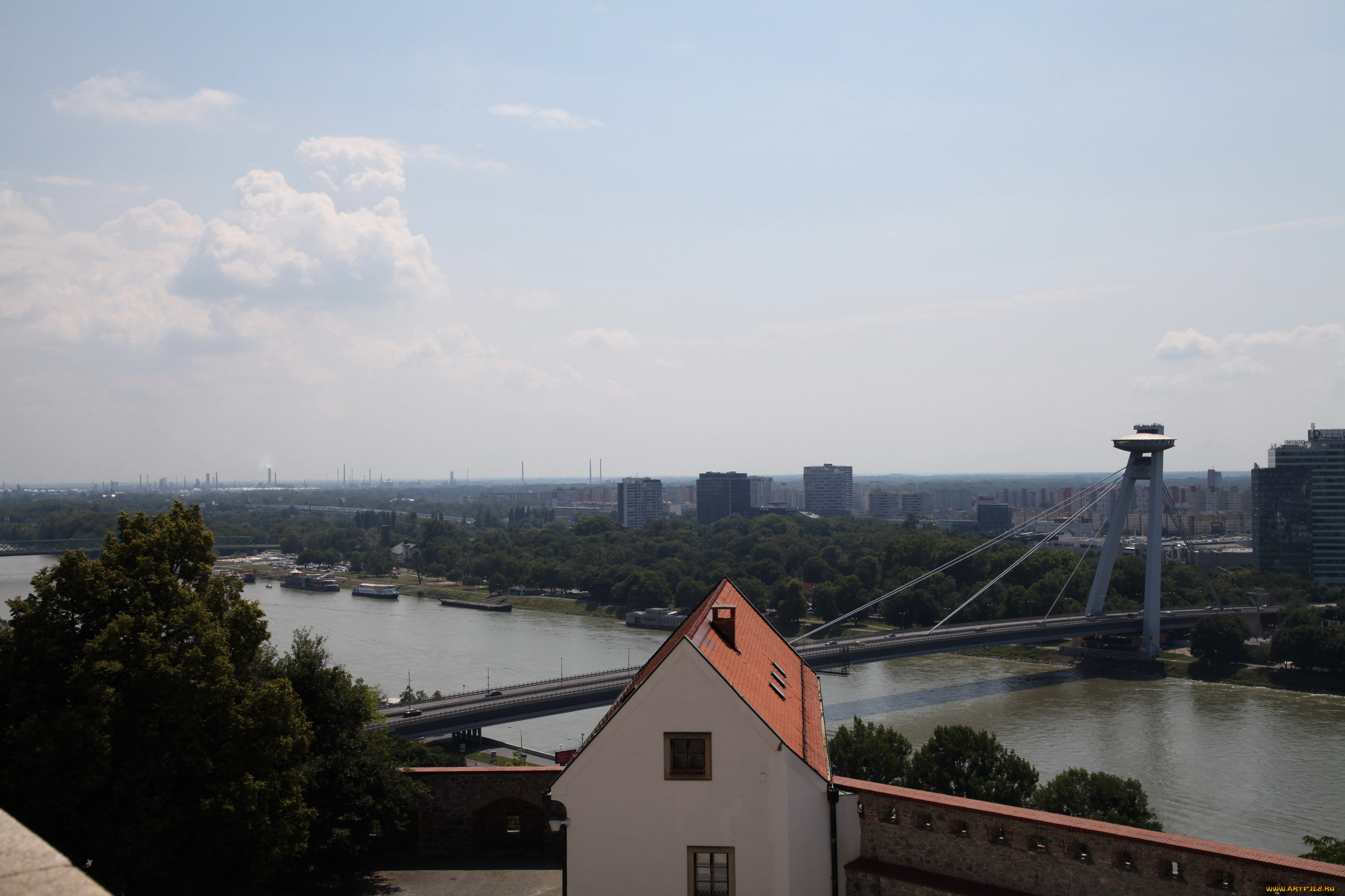 города, братислава, , словакия, река, мост