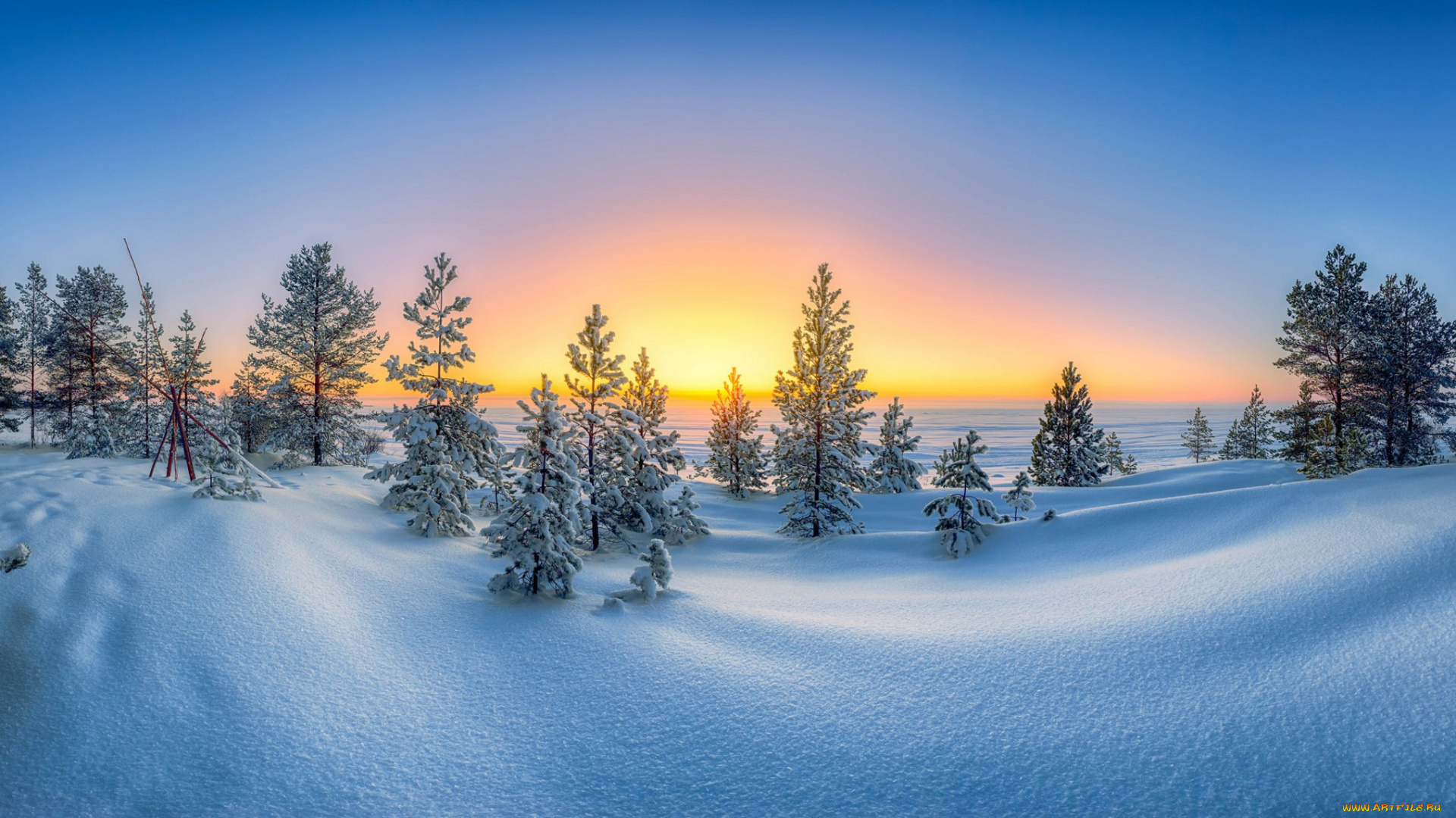 природа, зима, рассвет