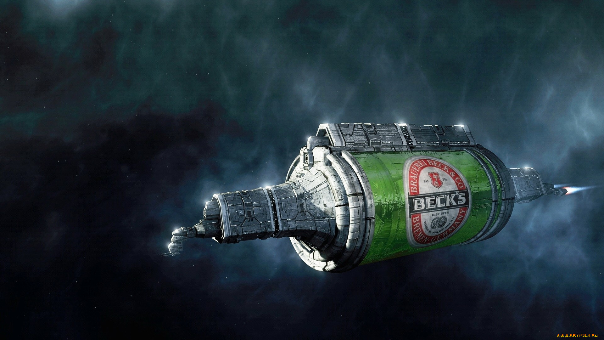 beck`s, бренды, пиво, космический, корабль, банка, реклама