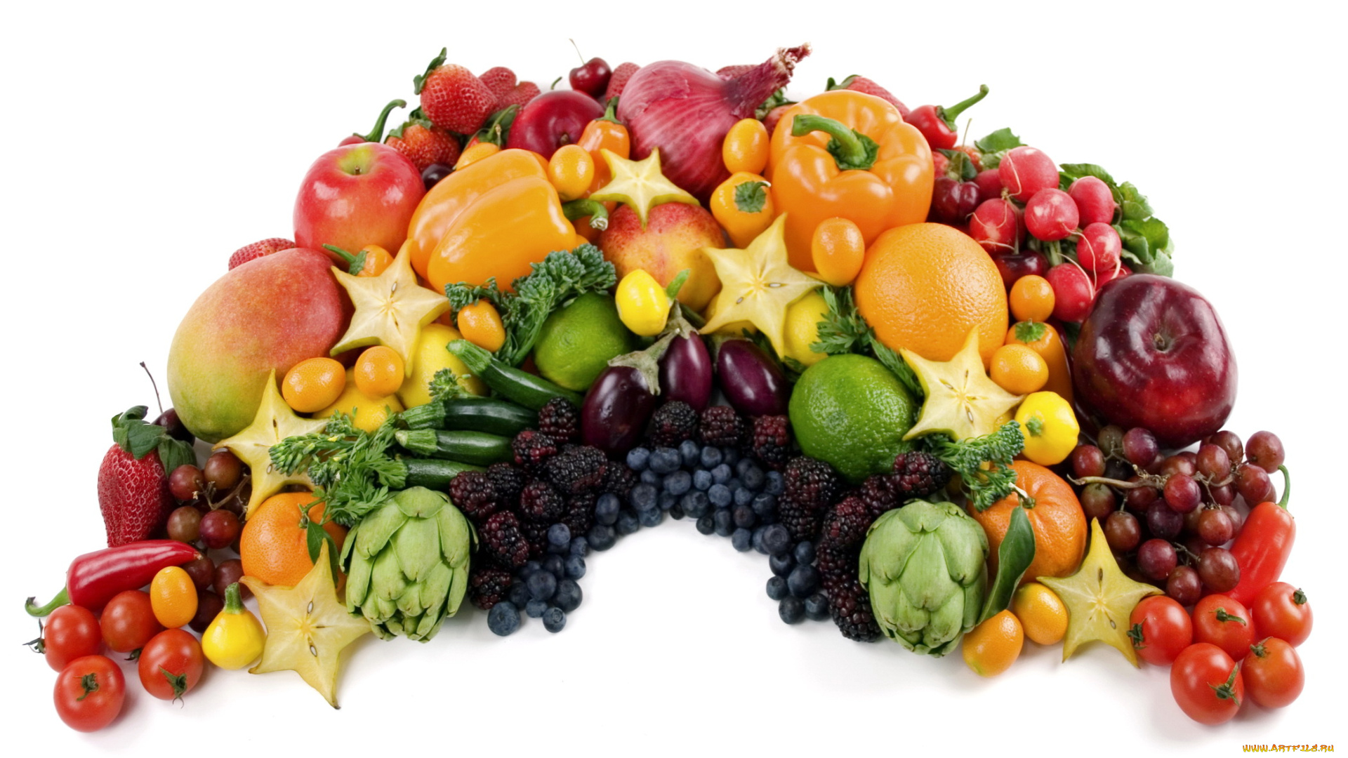 еда, фрукты, овощи, вместе, перец, помидоры, баклажаны, виноград, яблоки, груши, томаты
