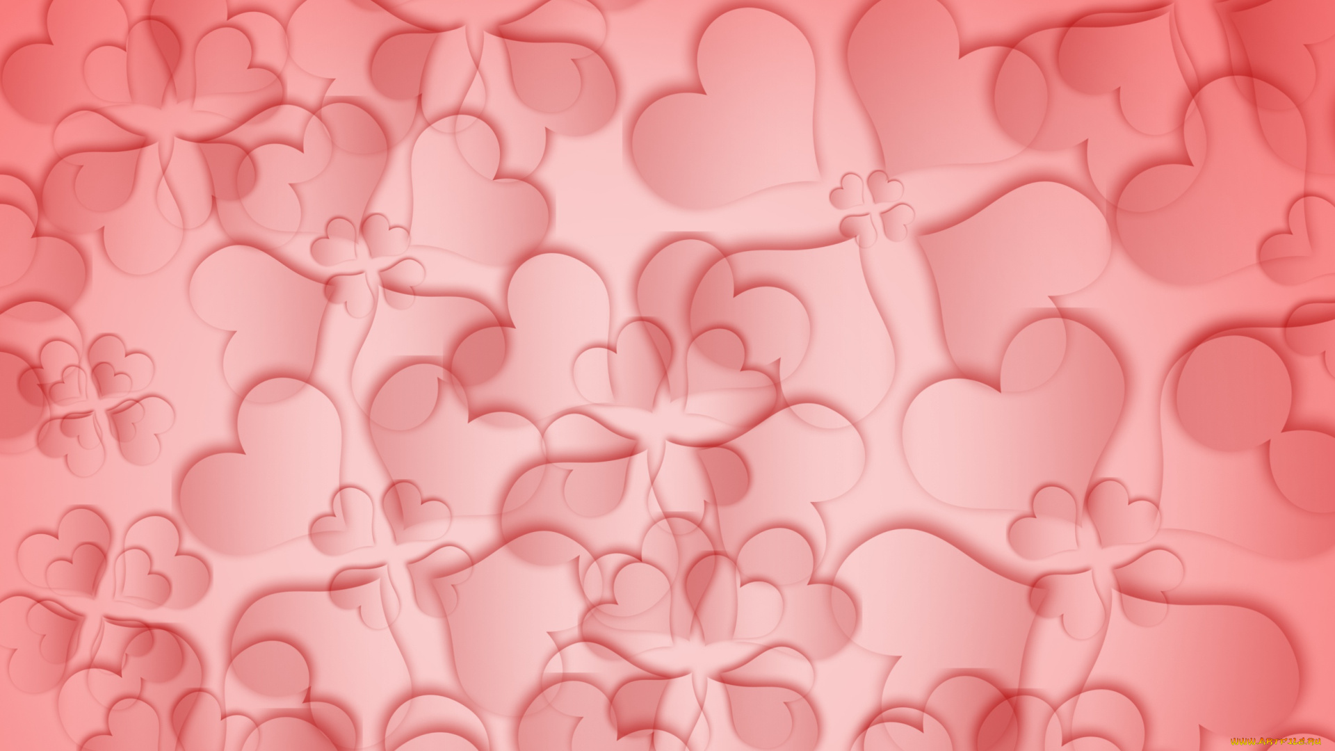 векторная, графика, сердечки, , hearts, background, pink, texture, flower, love, red, leafs, abstraction