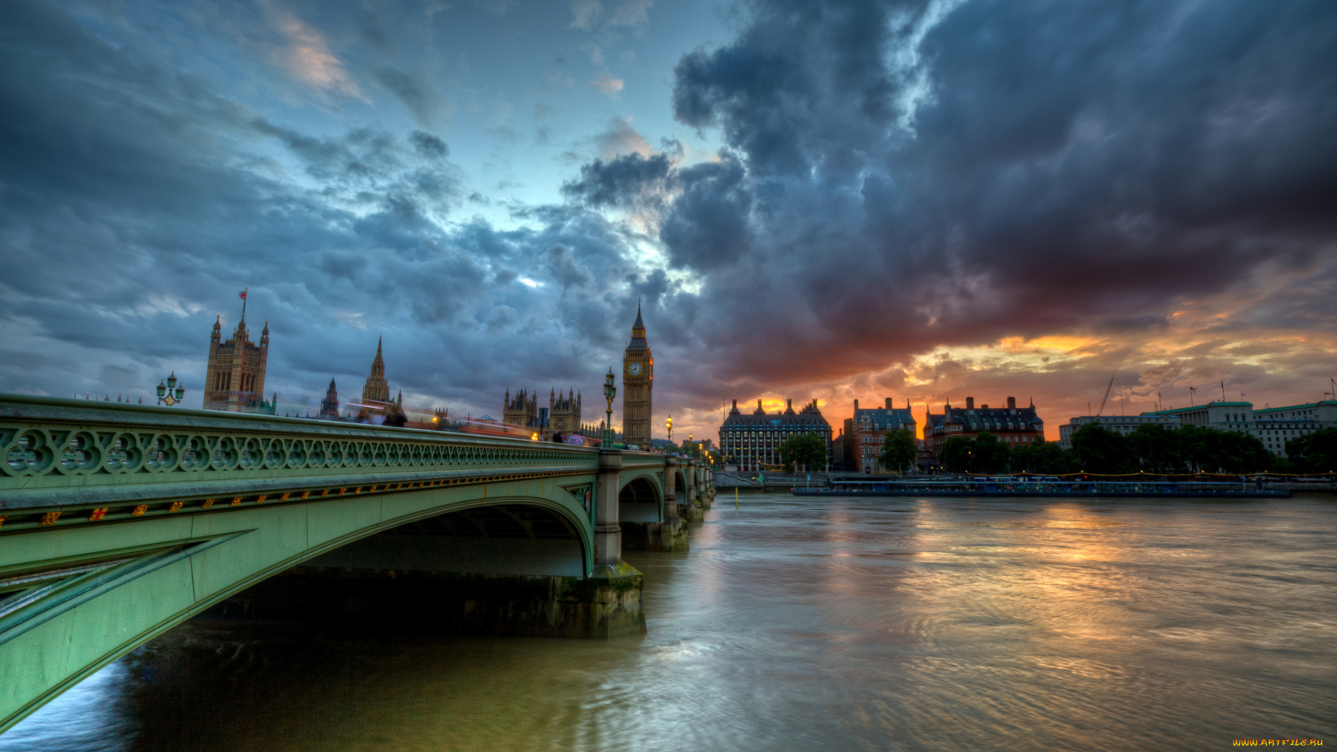 westminster, bridge, города, лондон, великобритания, london, england, river, thames, вестминстерский, мост, река, темза, облака