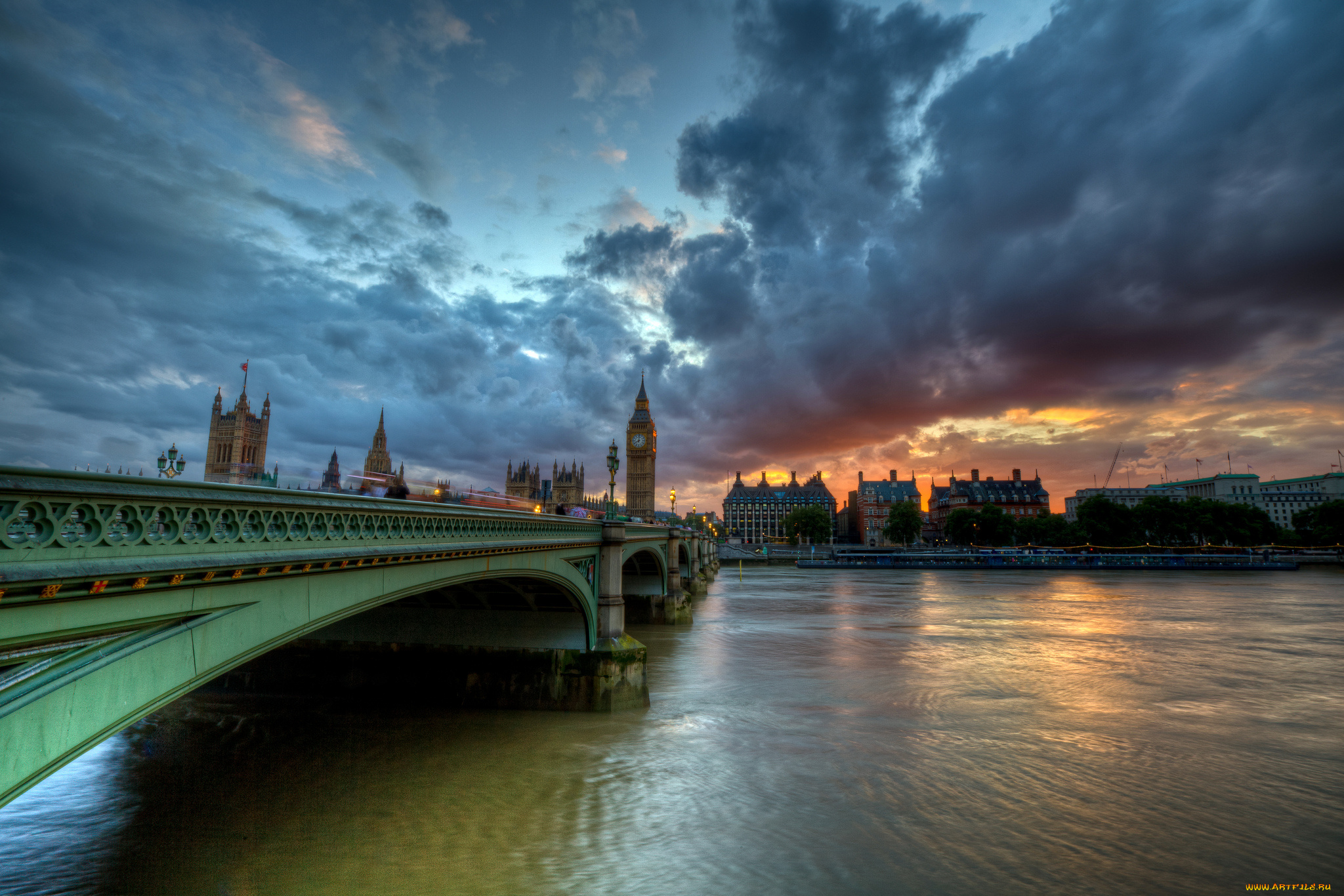 westminster, bridge, города, лондон, великобритания, london, england, river, thames, вестминстерский, мост, река, темза, облака