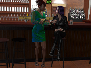 Картинка 3д+графика люди+ people девушки бар напитки