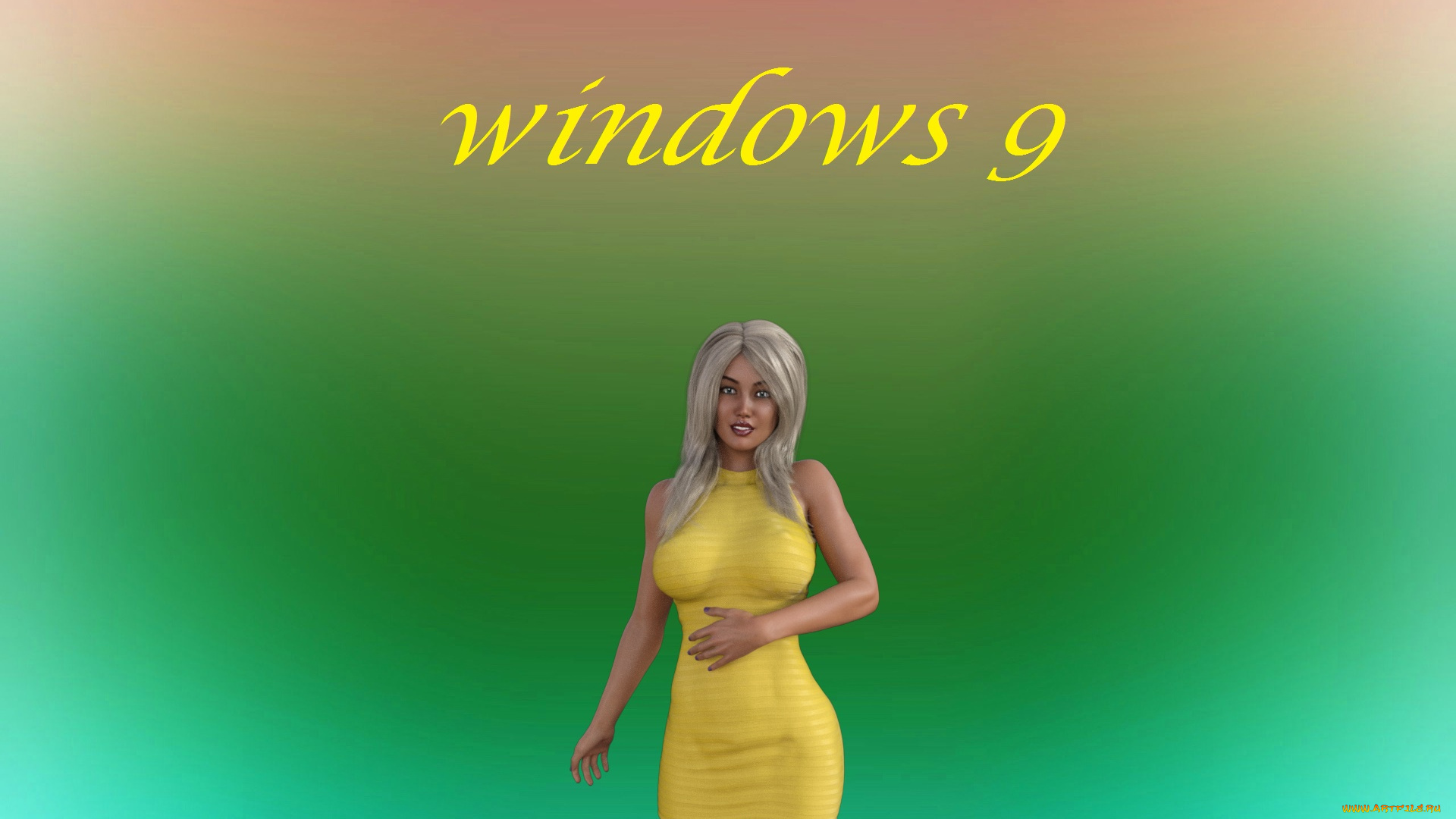 компьютеры, windows, 9, фон, логотип, девушка, взгляд