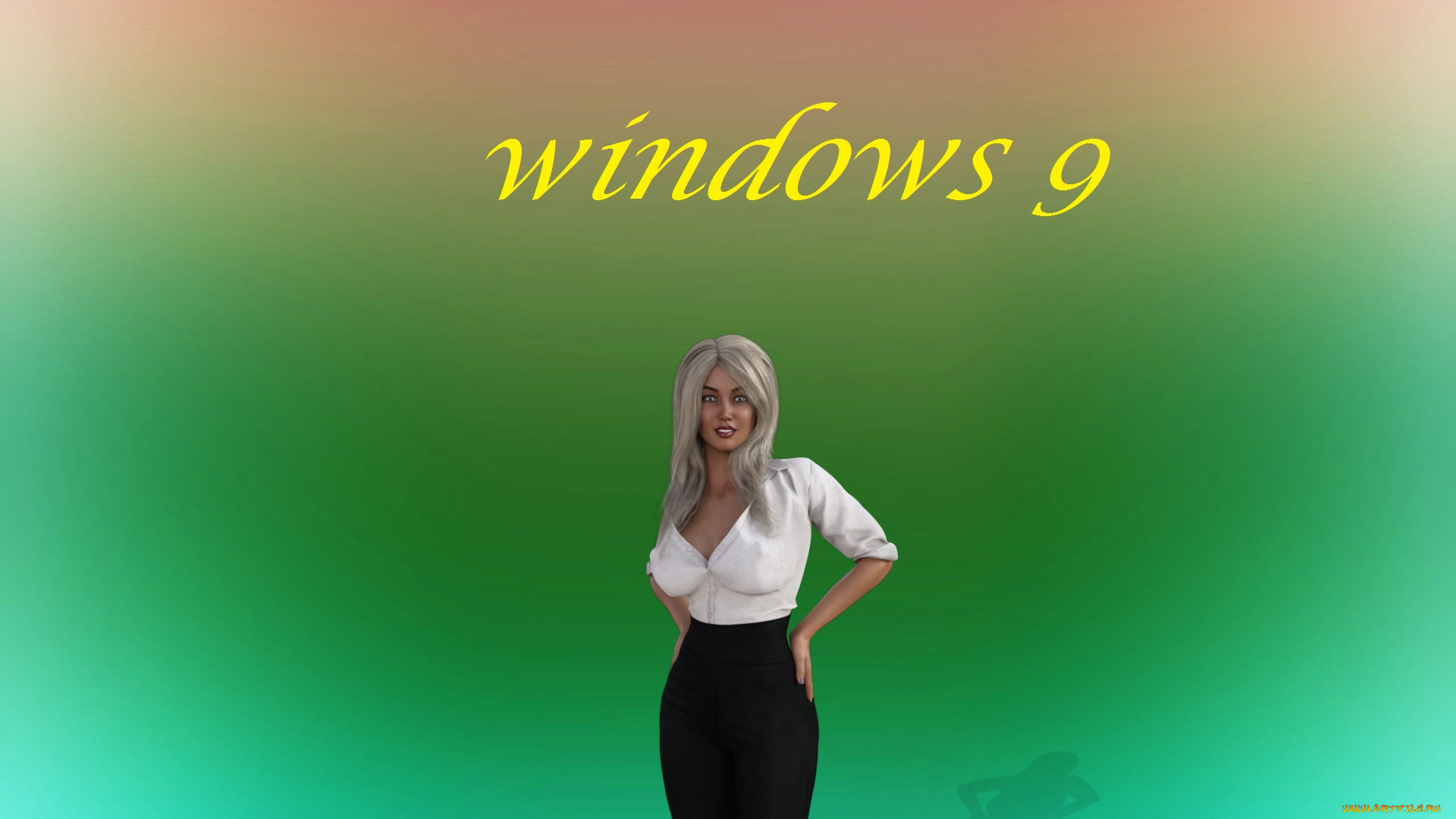 компьютеры, windows, 9, взгляд, девушка, фон, логотип