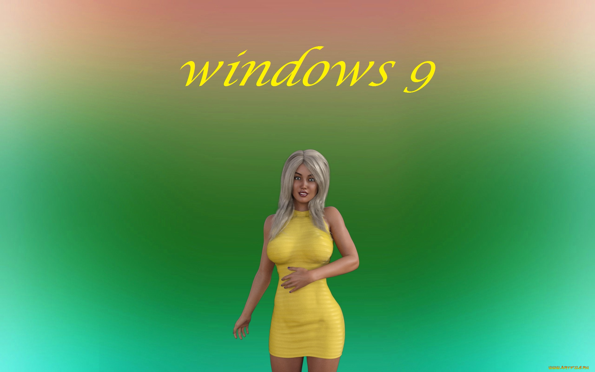 компьютеры, windows, 9, фон, логотип, девушка, взгляд