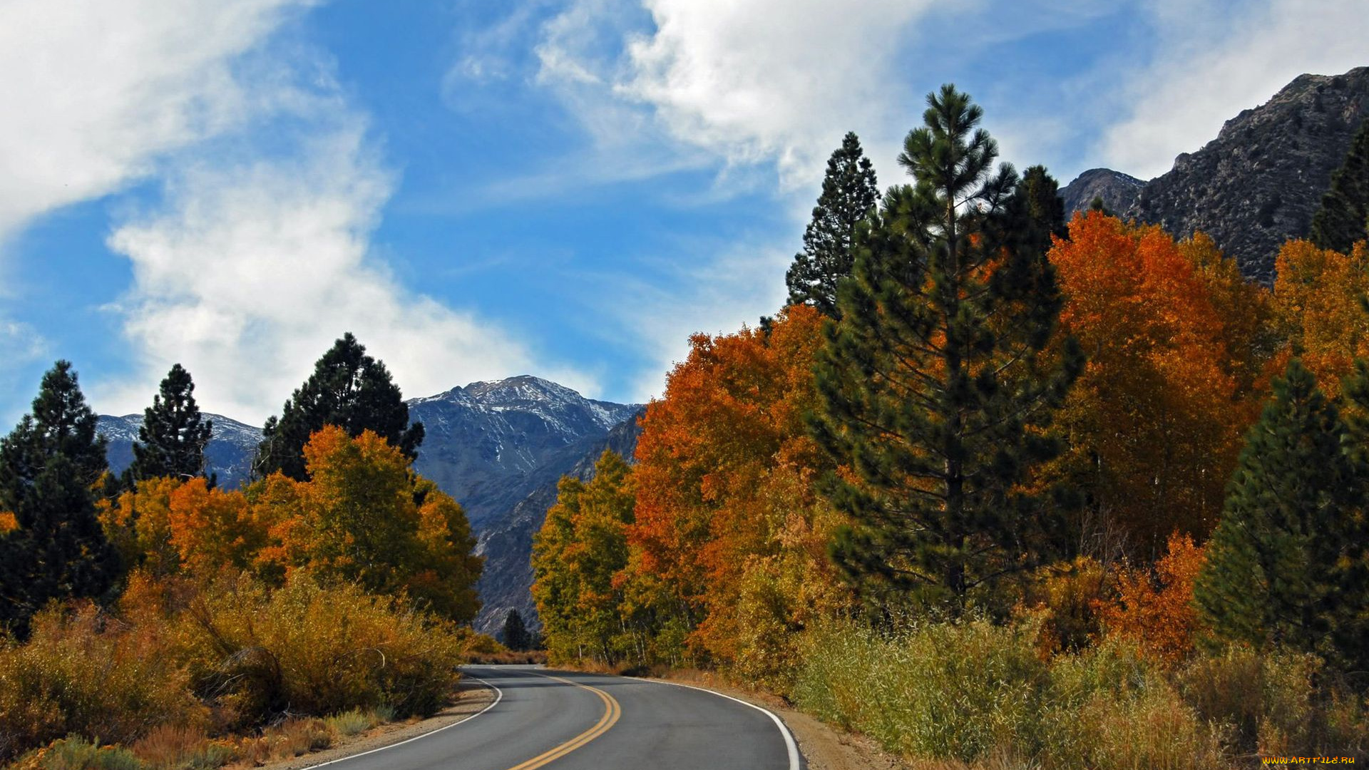 природа, дороги, горы, осень, деревья