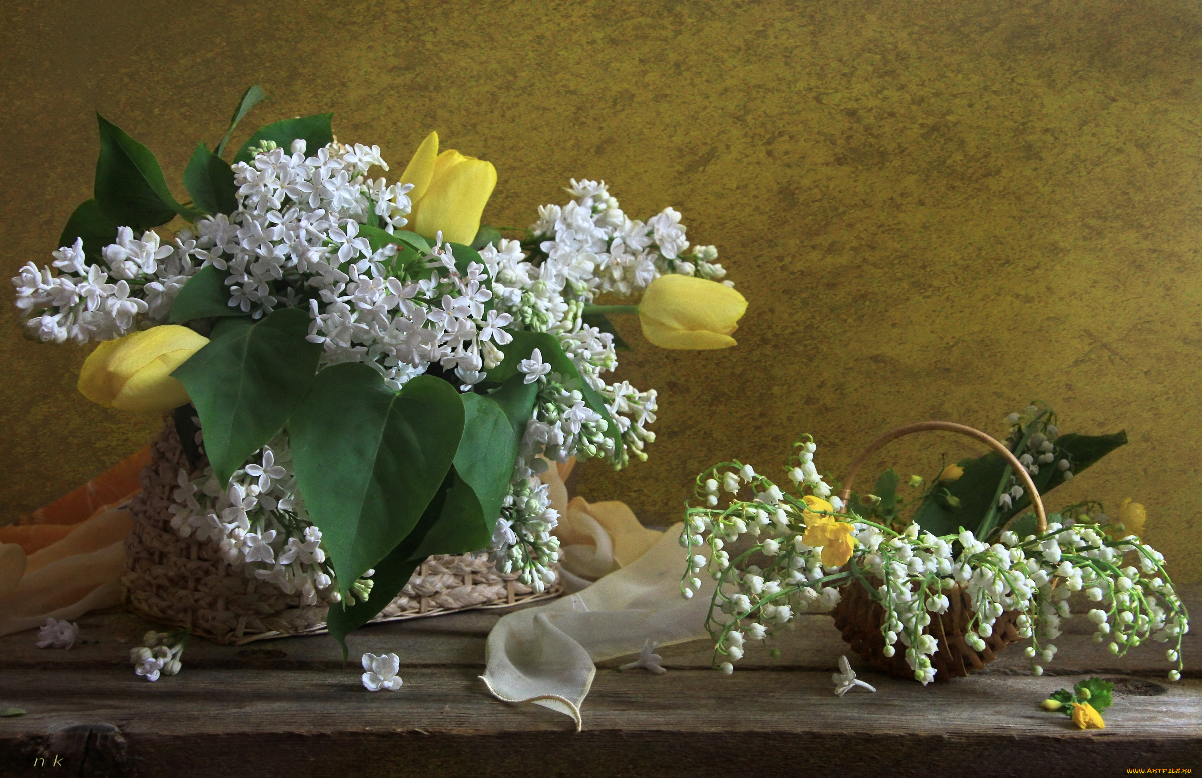 цветы, букеты, композиции, сирень, ландыши, тюльпаны