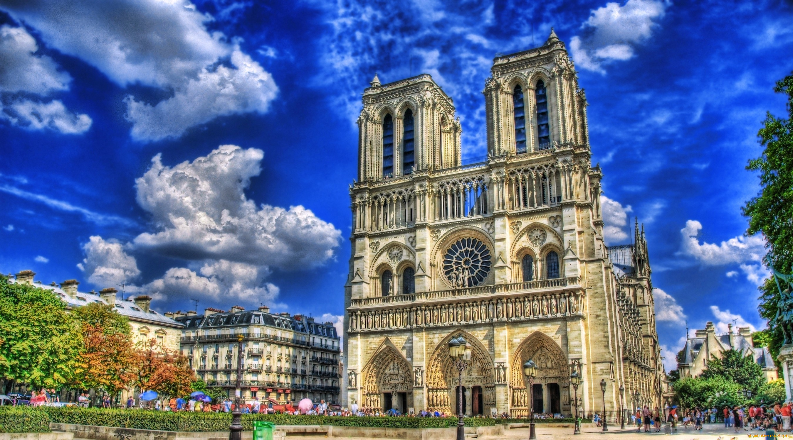 собор, парижской, богоматери, франция, города, париж, каменный, готика, небо