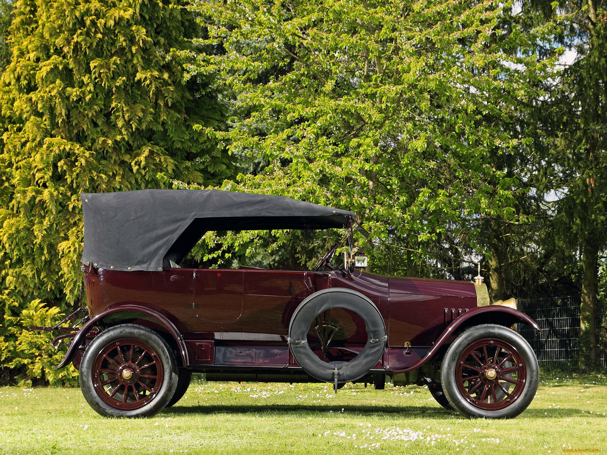 автомобили, классика, tourer, 1915, г, вишневый, open, siebensitzer, 22-50, mercedes