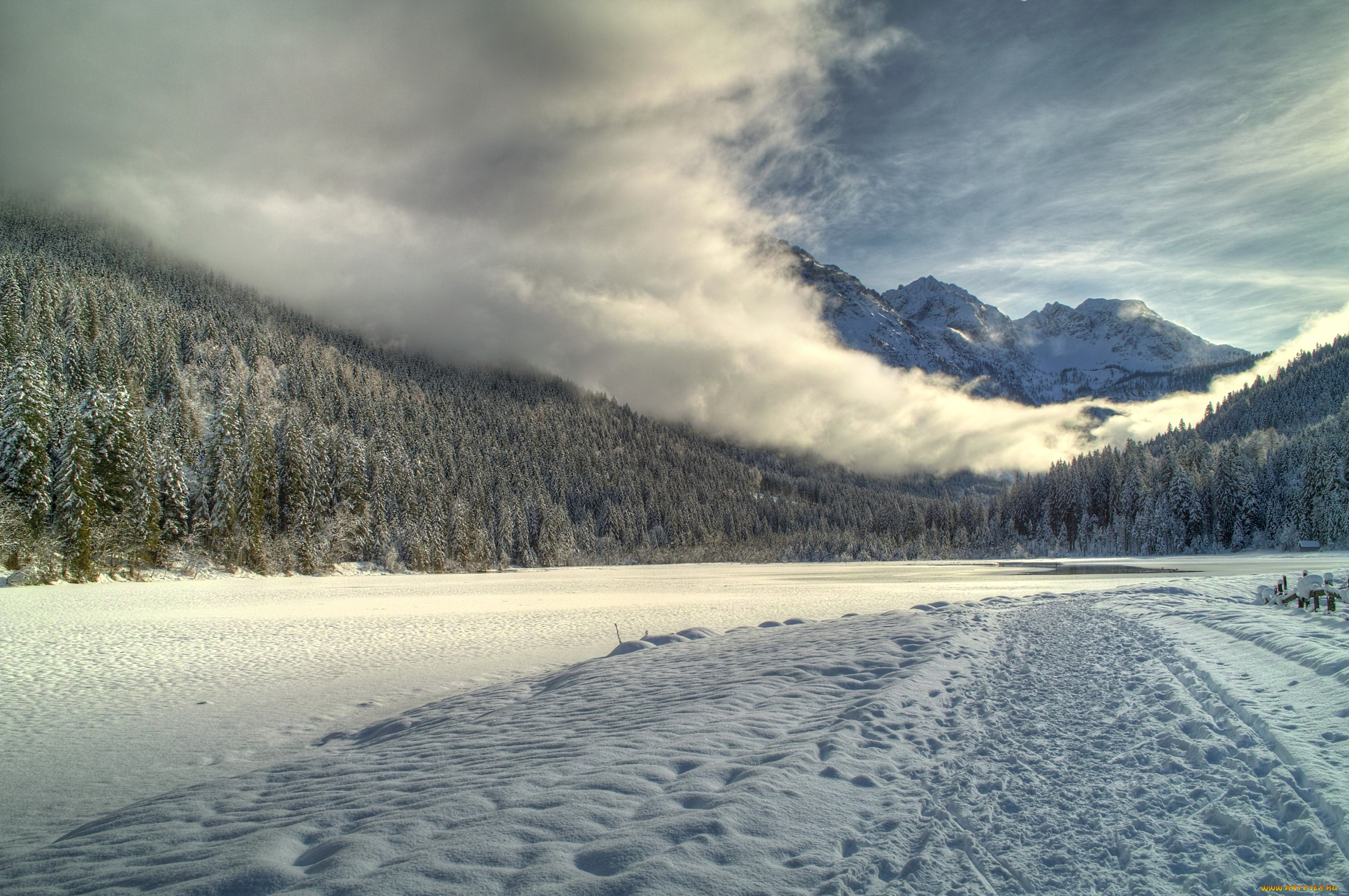 austrian, alps, природа, горы, дорога, снег