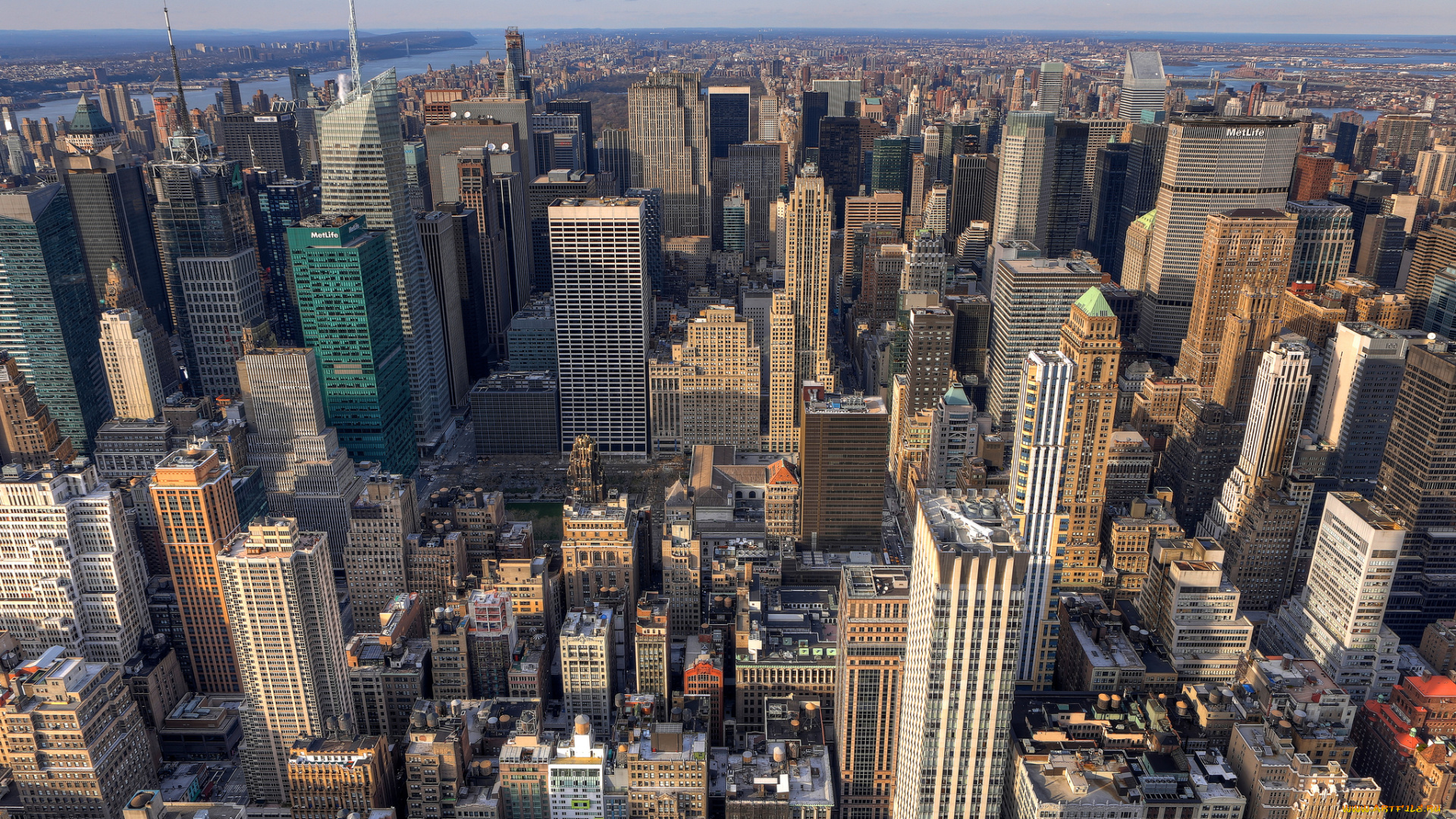 города, нью-йорк, , сша, панорама, манхэттен