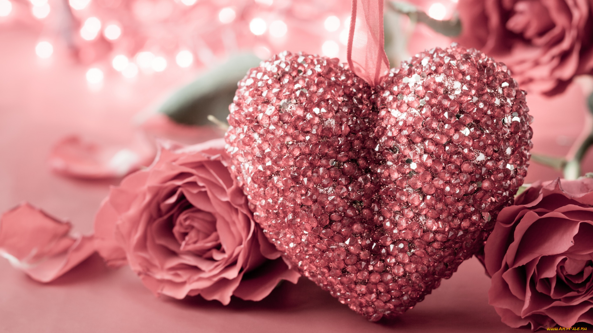 праздничные, день, святого, валентина, , сердечки, , любовь, valentine's, day, romantic, heart, love, rose, pink, сердце, роза