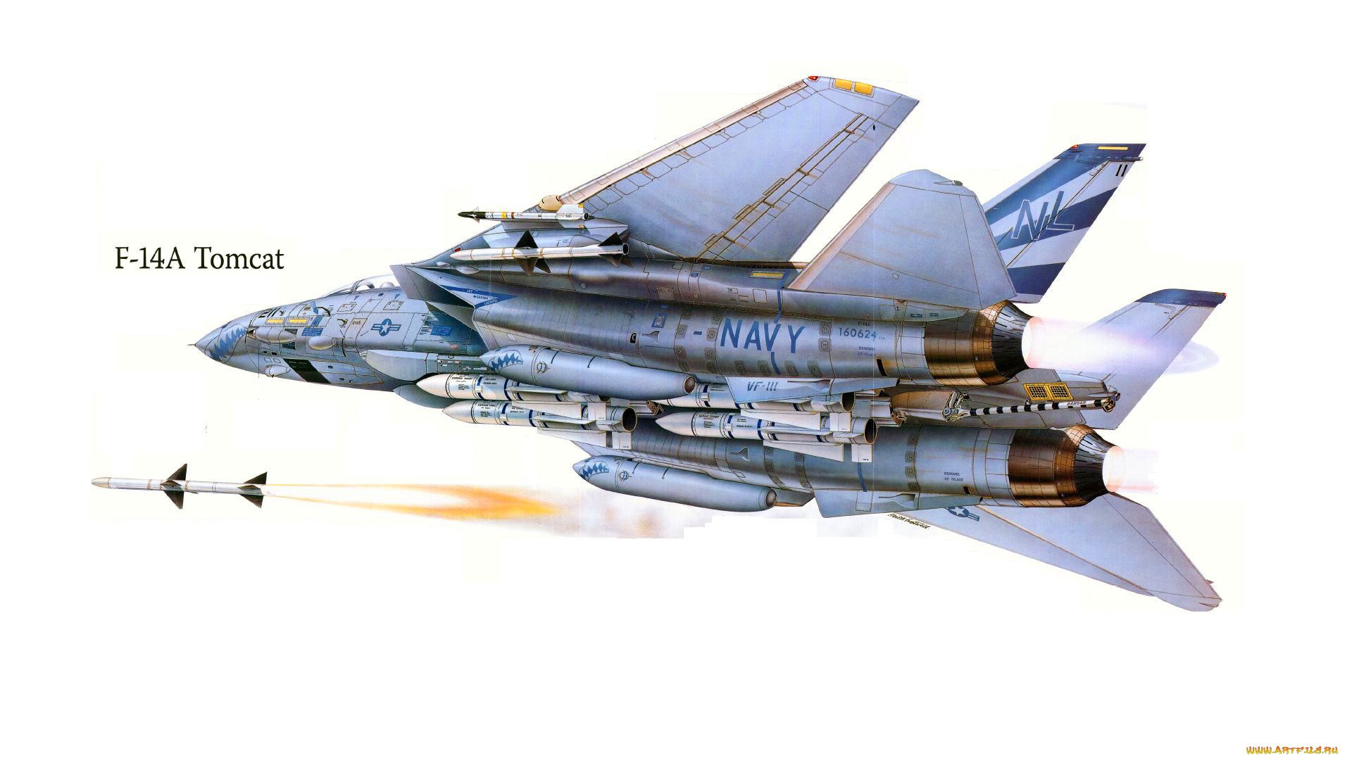 авиация, 3д, рисованые, v-graphic, томкэт, самолет, истребитель, ф-14, атака, сша