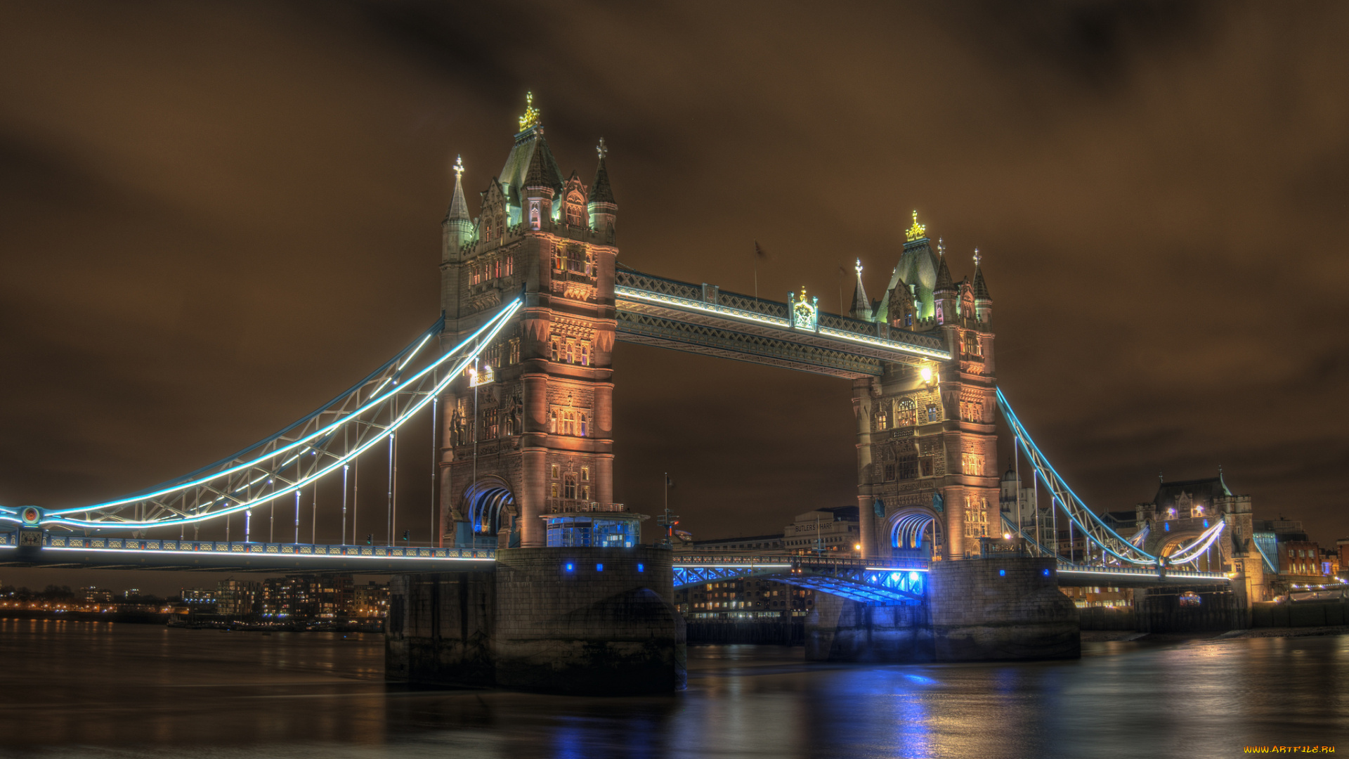 tower, bridge, города, лондон, , великобритания, мост, река, ночь