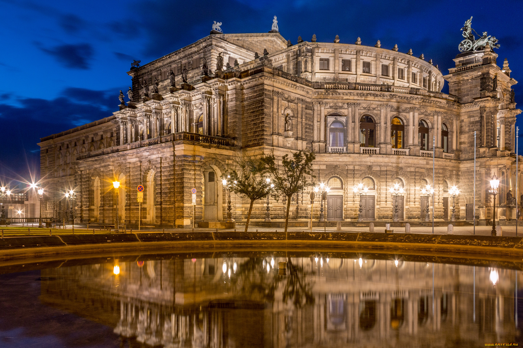 semperoper, in, dresden, , germany, города, дрезден, , германия, дворец, площадь, ночь