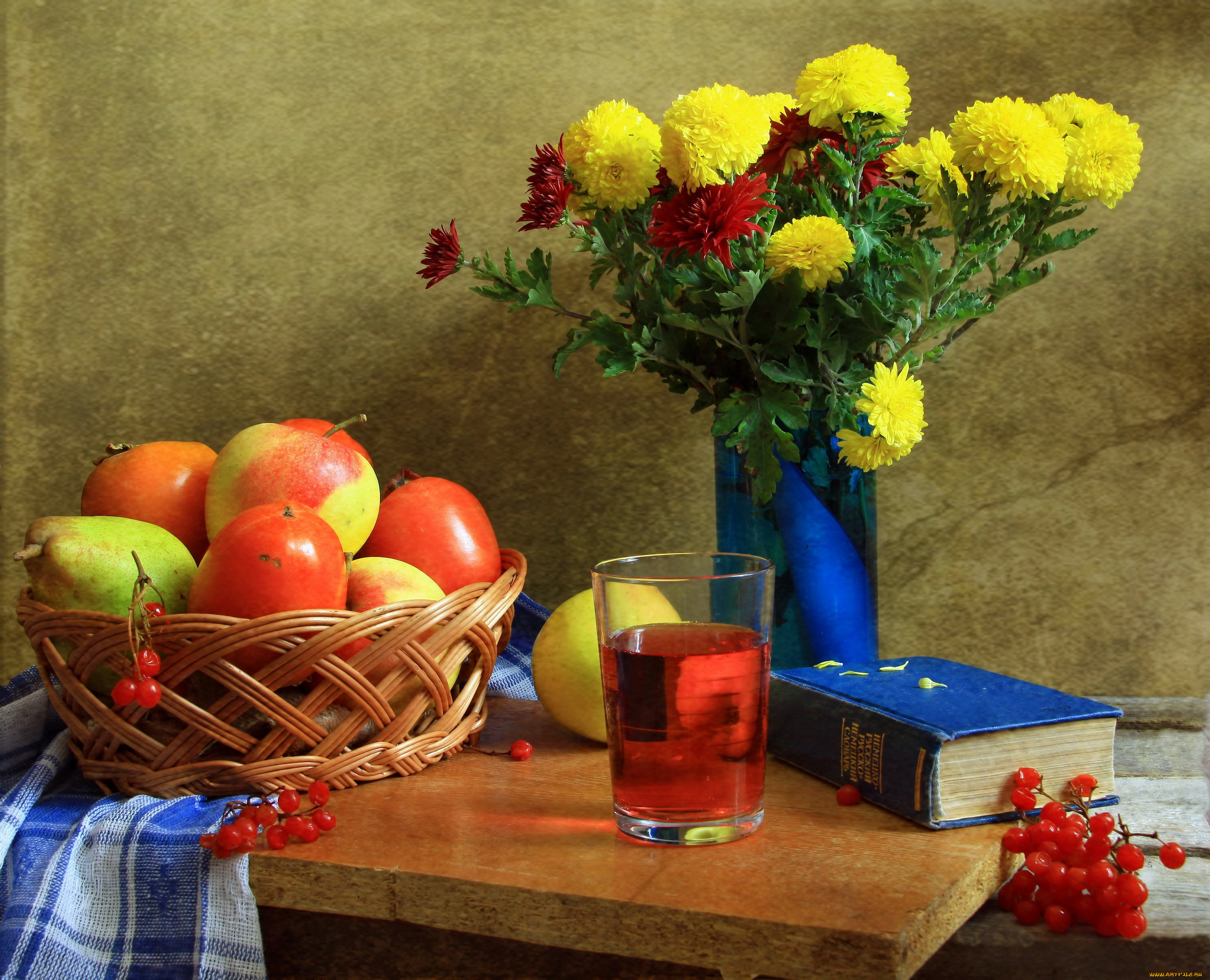 еда, натюрморт, цветы, фрукты