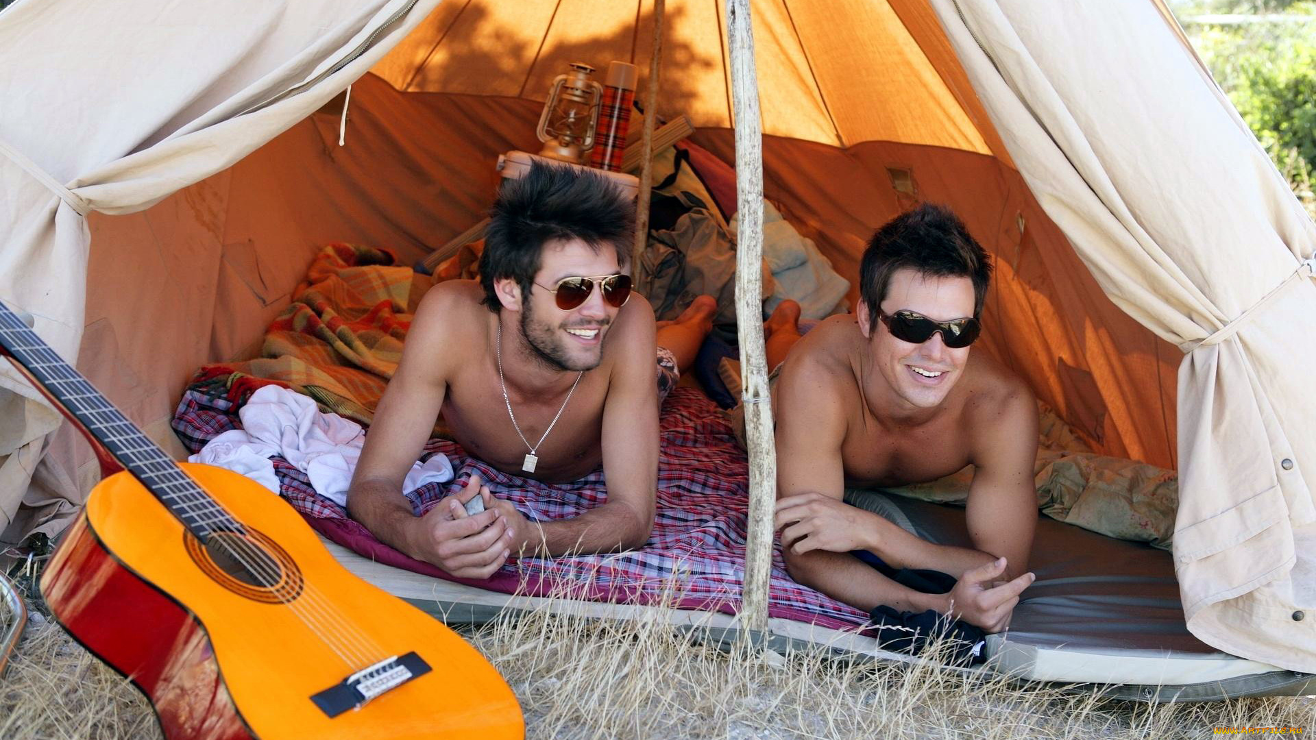 мужчины, -, unsort, палатка, гитара, очки