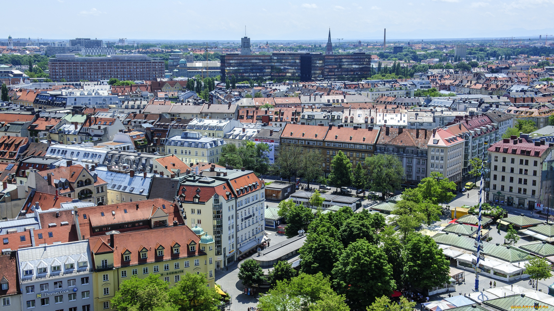 города, мюнхен, , германия, панорама