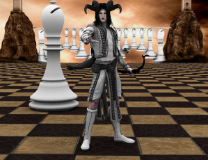 Картинка 3д+графика фантазия+ fantasy кастаника шахматы мужчина фон взгляд лук