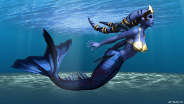 Картинка 3д+графика существа+ creatures фон русалка море халк взгляд